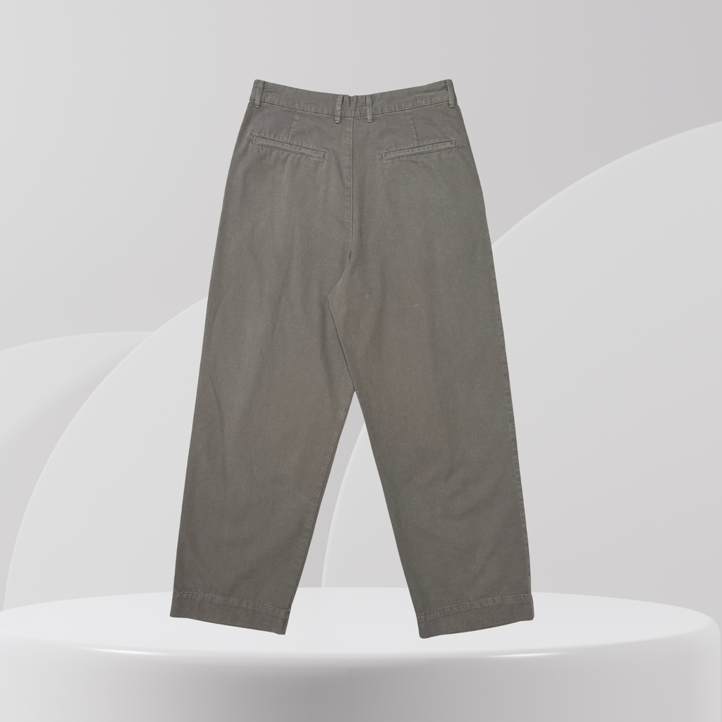 Olive Wide-Leg Tailored Trousers