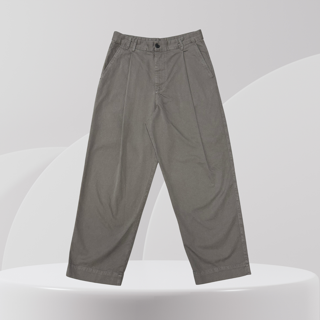 Olive Wide-Leg Tailored Trousers