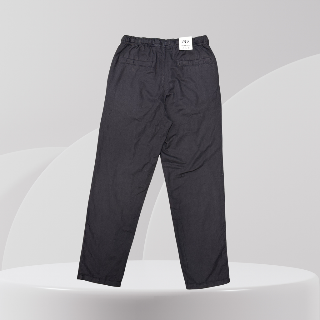 Black Relaxed Drawstring Trousers