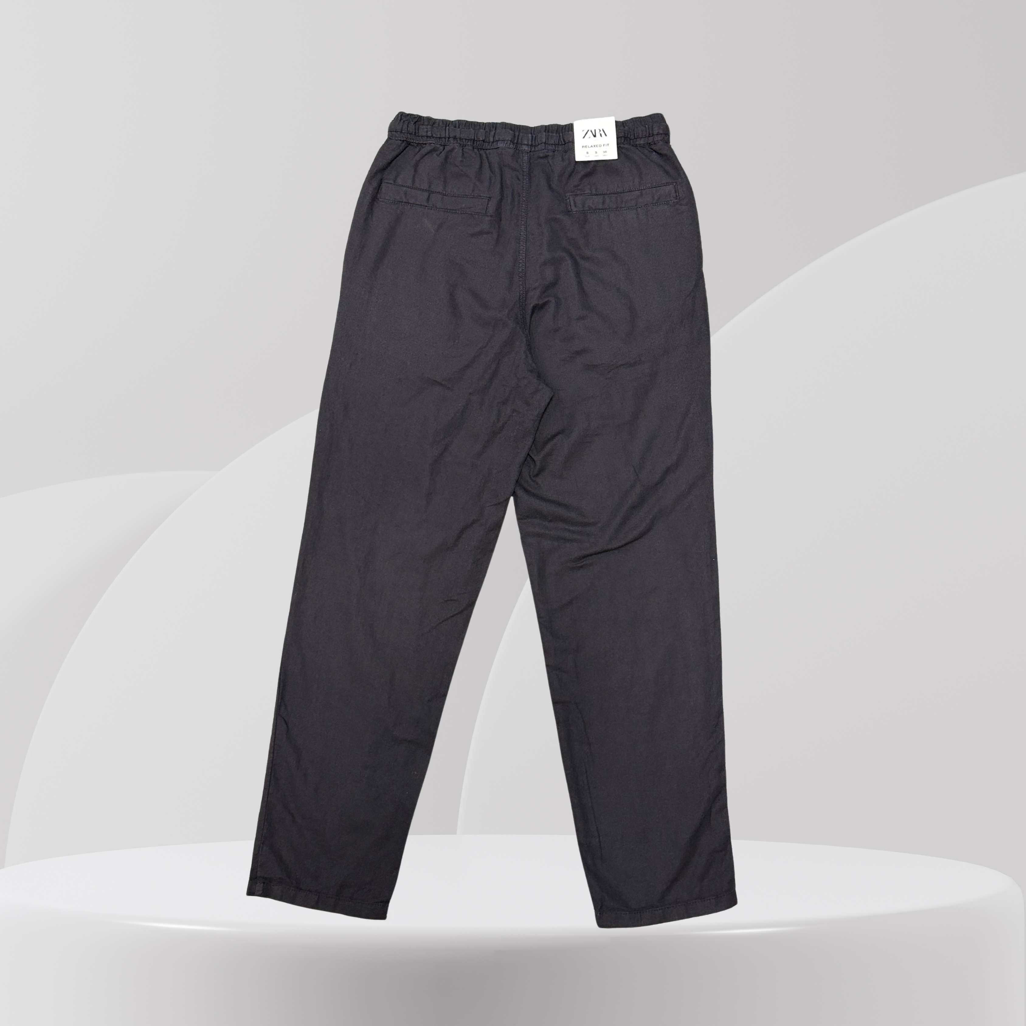 Black Relaxed Drawstring Trousers