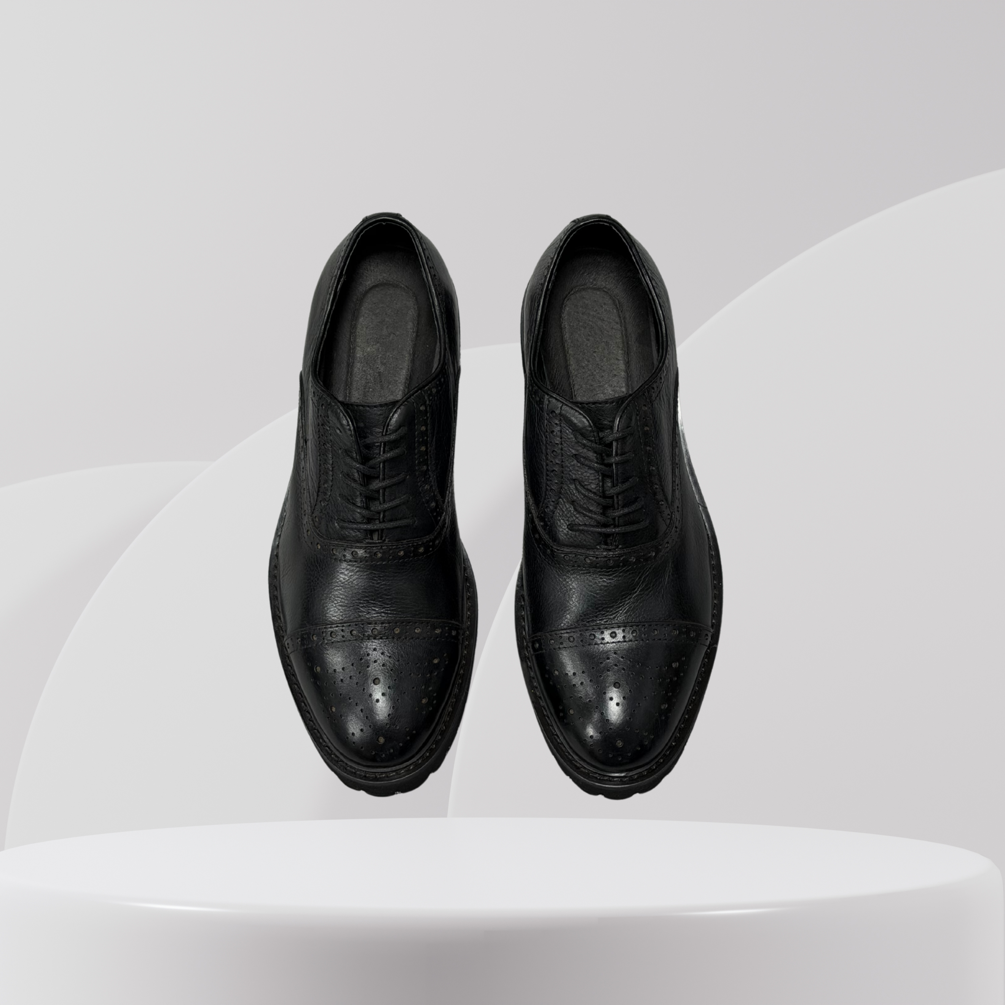 Garage Premium Black Leather Brogue Oxford Shoes