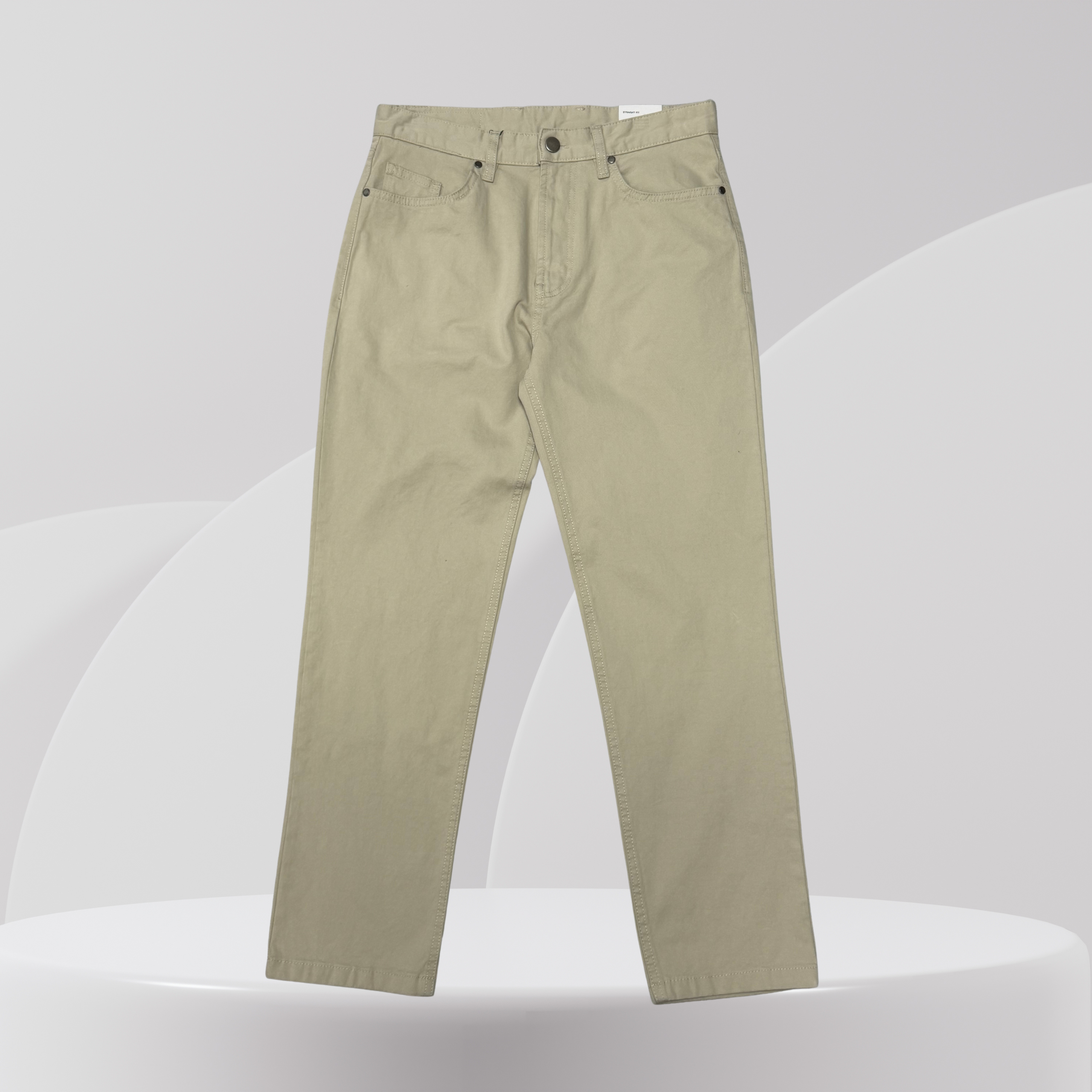 Beige Straight Fit Chino Pants