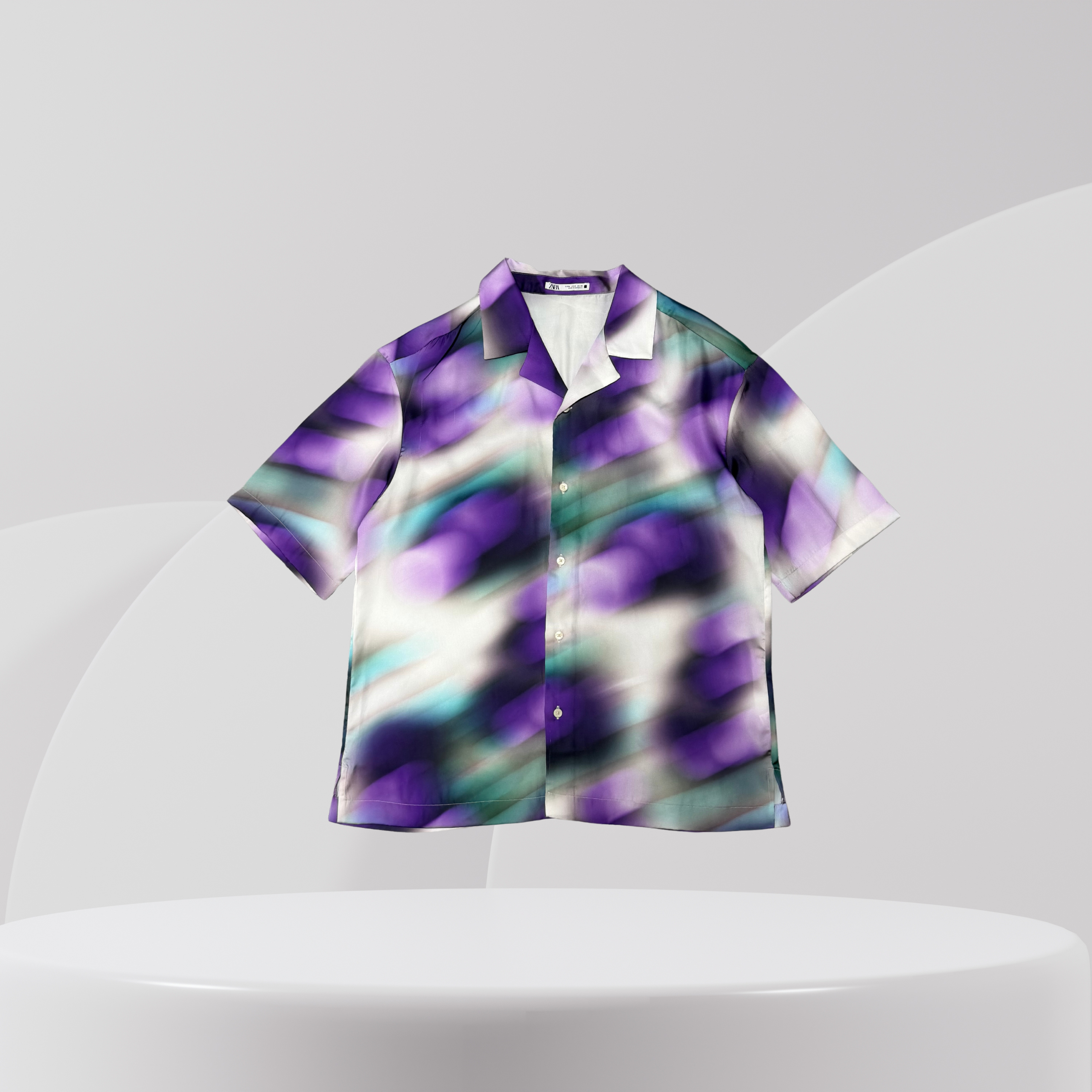 Abstract Wave Short-Sleeve Shirt – Purple Mix