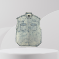 Sleeveless Washed Denim Shirt