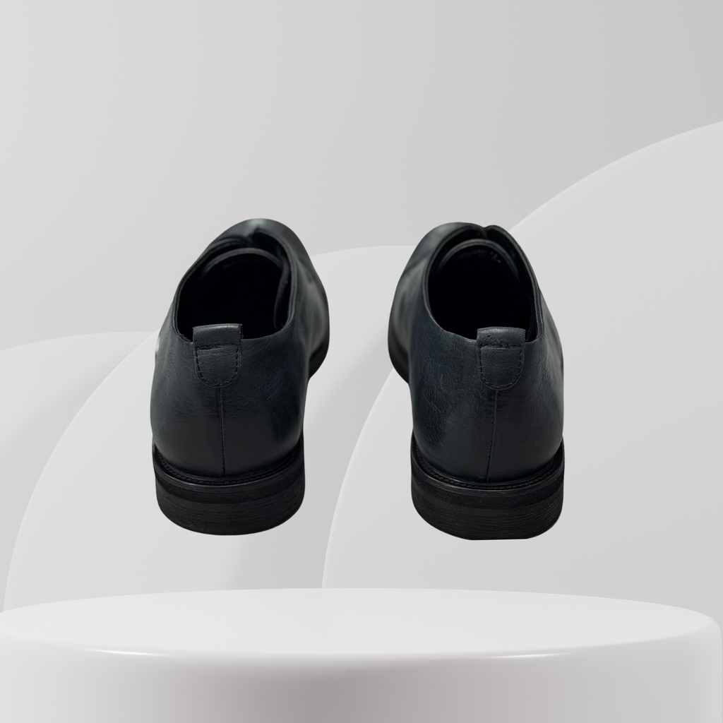 Garage Premium Black Perforated Leather Derby Shoes