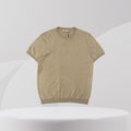 Beige Knit Short-Sleeve Top