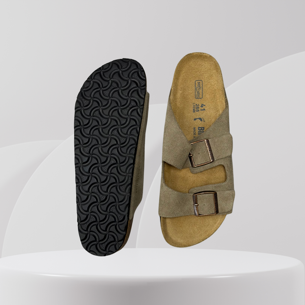 Double Strap Comfort Sandals – Beige