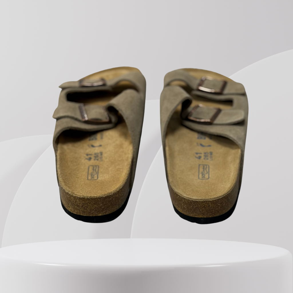 Double Strap Comfort Sandals – Beige