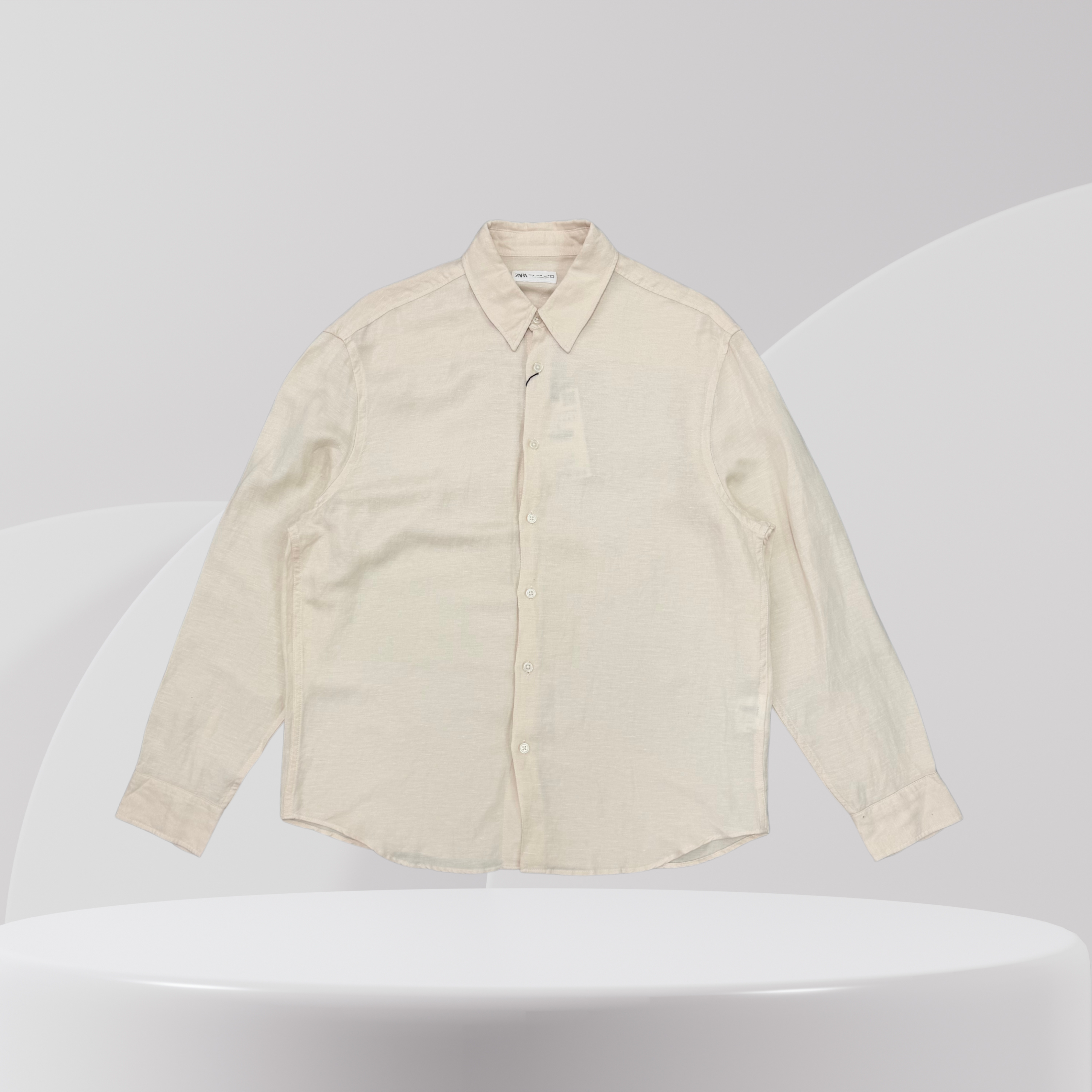 Cream Long Sleeve Button-Up Shirt