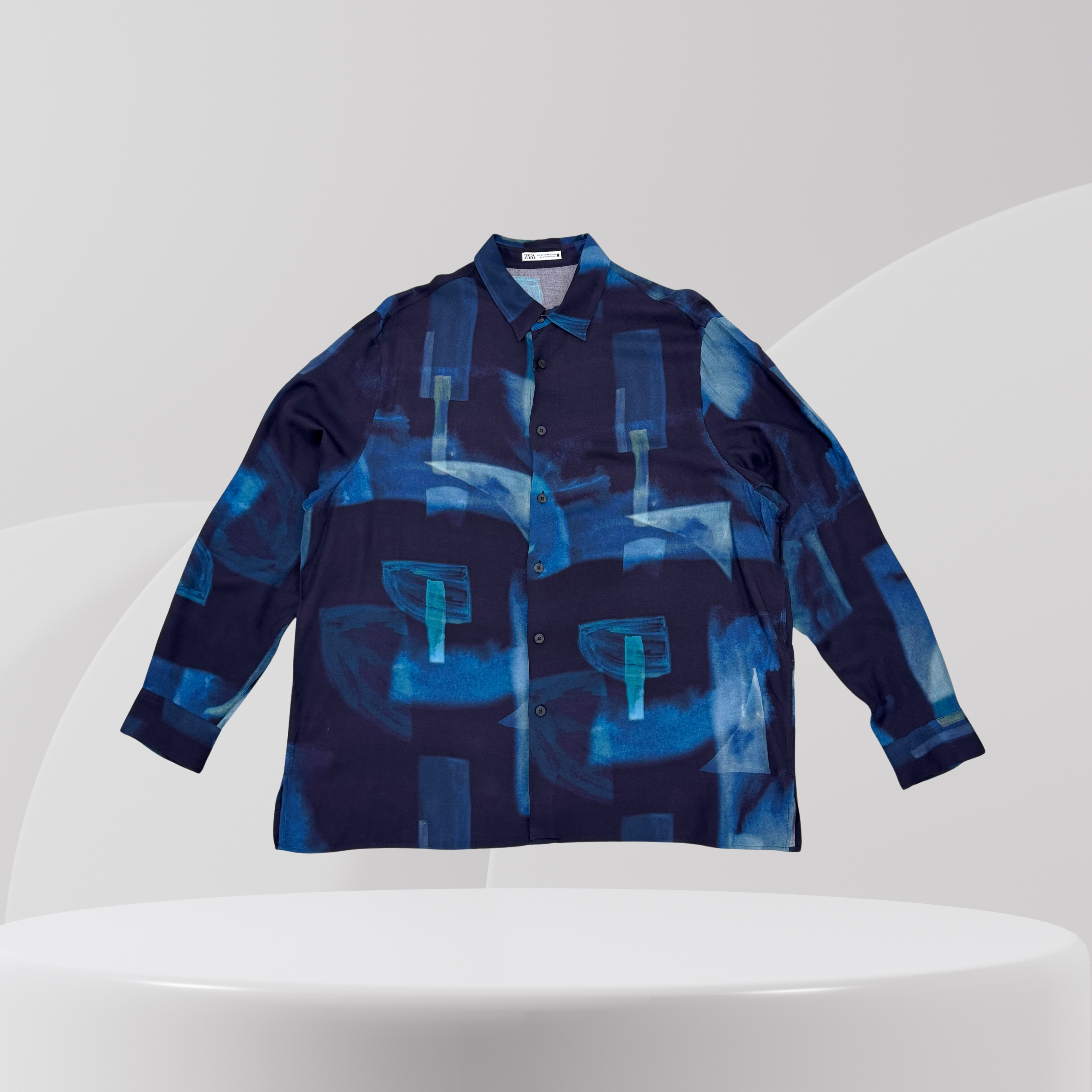 Blue Abstract Print Long Sleeve Shirt