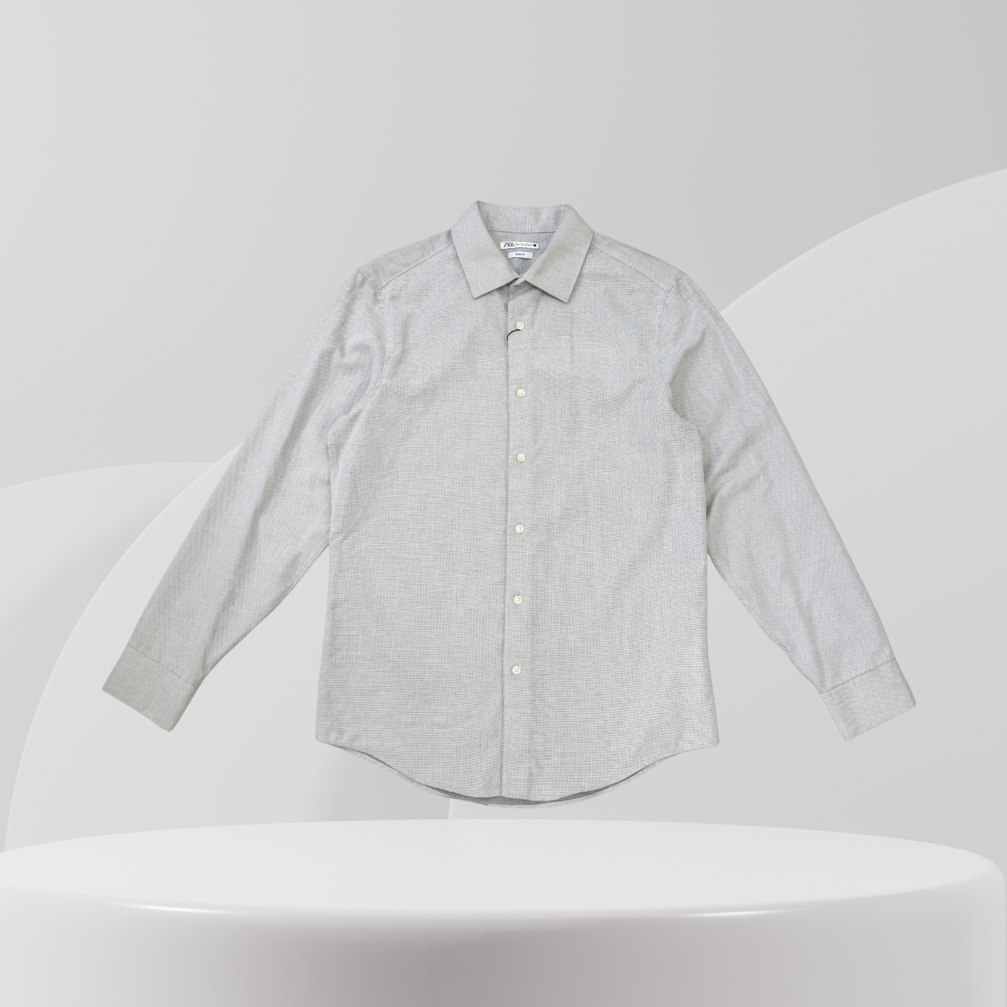 Light Grey Textured Long Sleeve Shirt