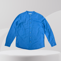 Blue Grandad Collar Long Sleeve Shirt