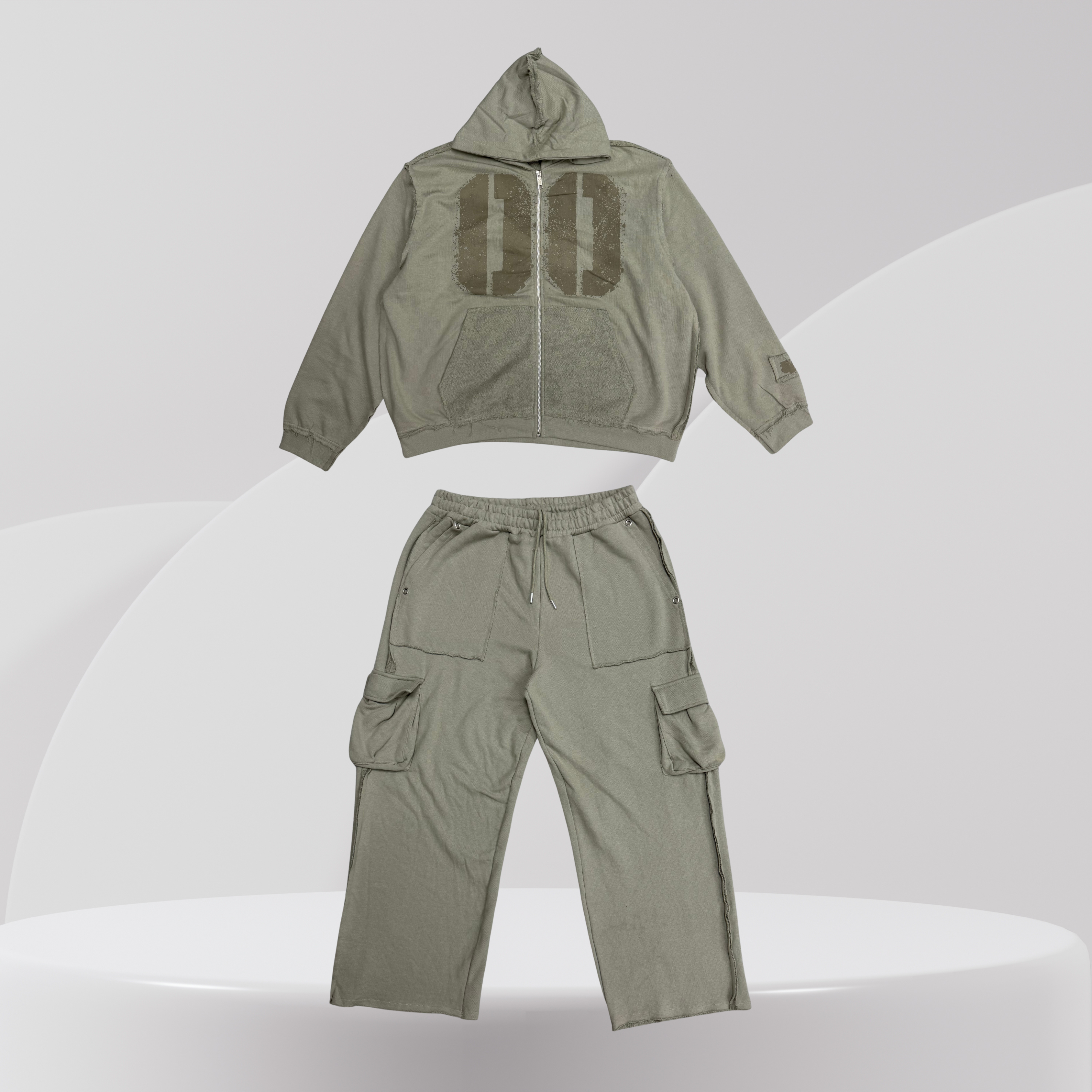 00 Utility Cargo Tracksuit Set – Olive