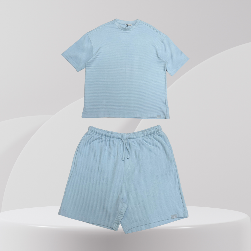 Essential Ribbed Summer Set – Sky Blue
