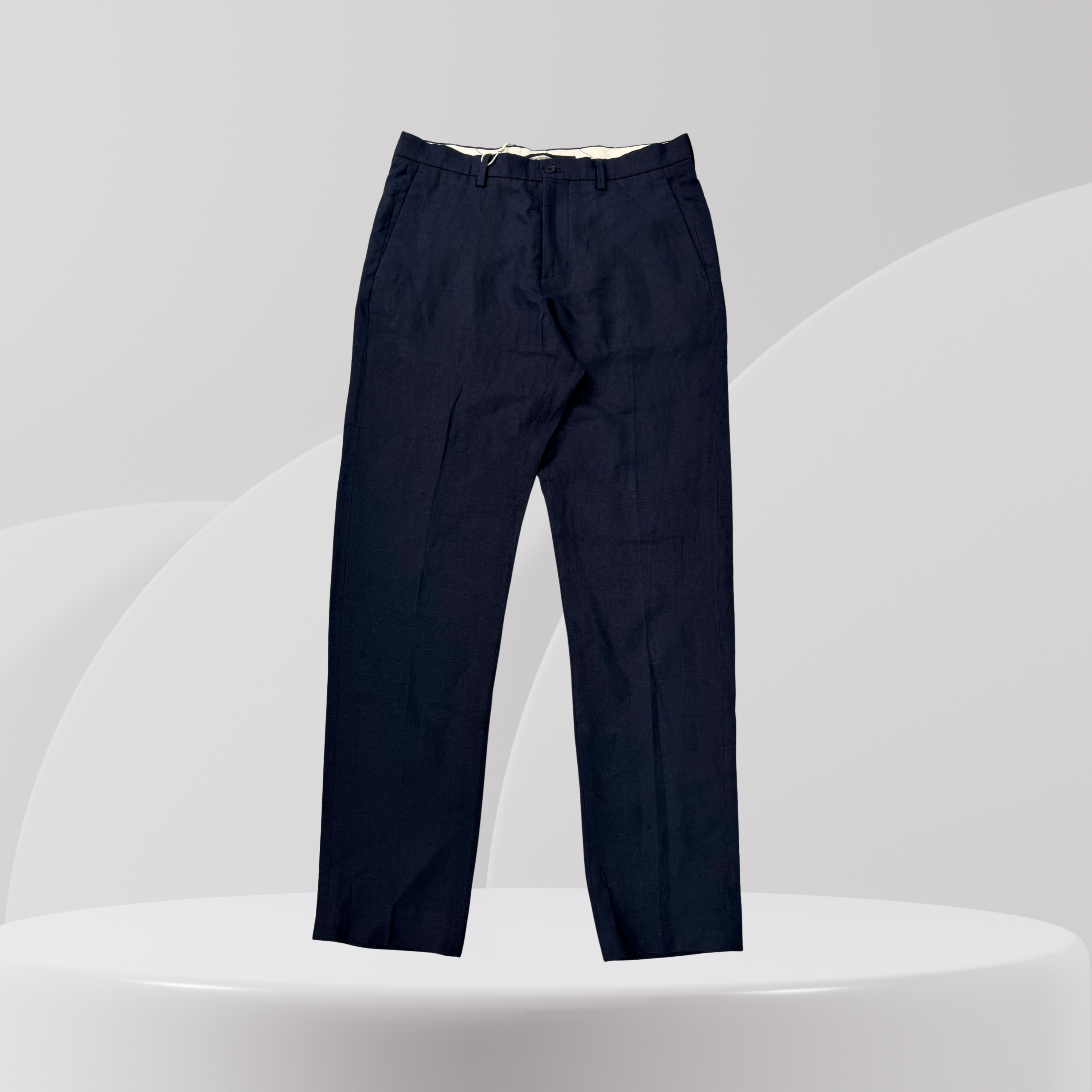 Tailored Straight-Leg Trousers – Navy