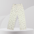 Cream Mini Print Straight-Leg Pants