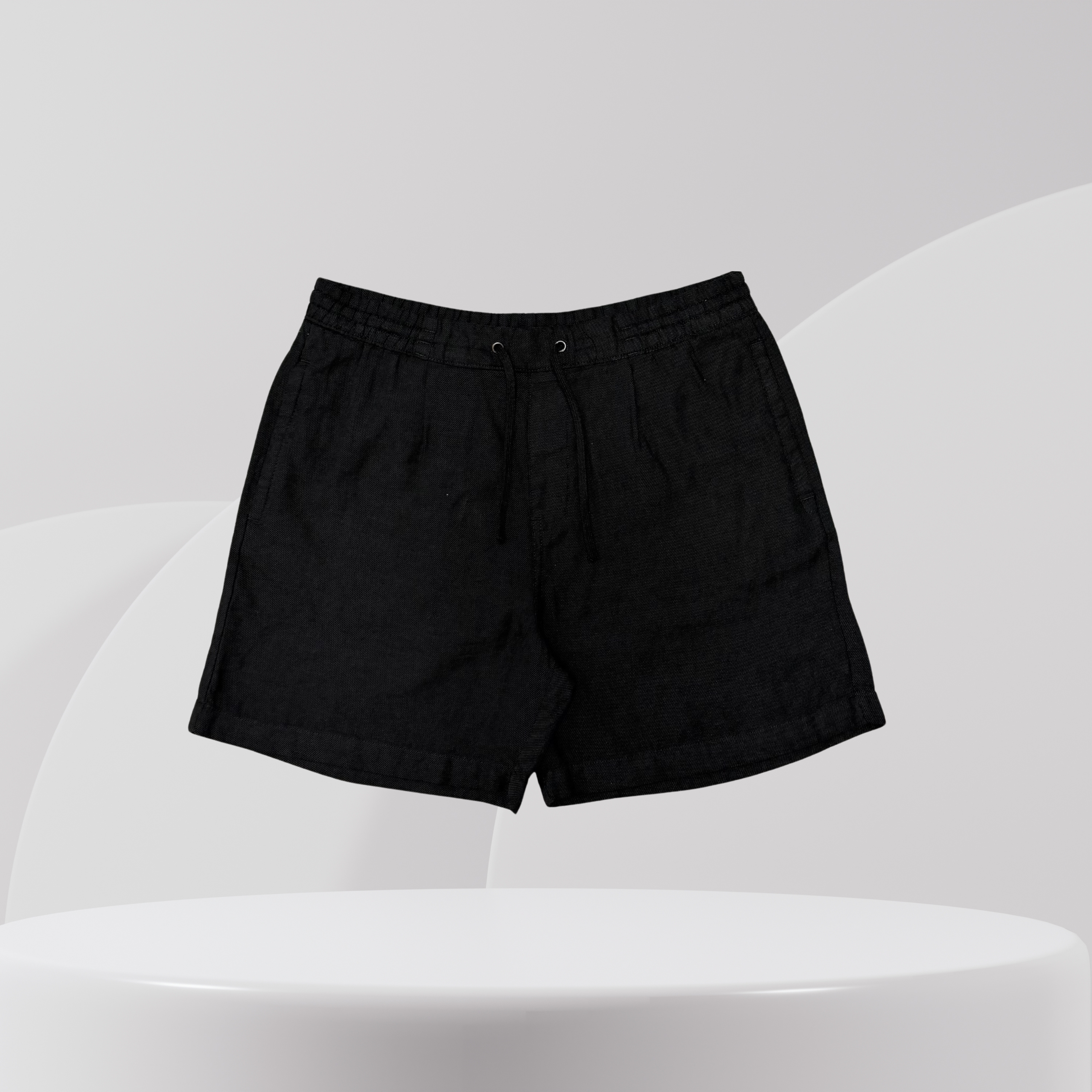 Black Textured Drawstring Shorts