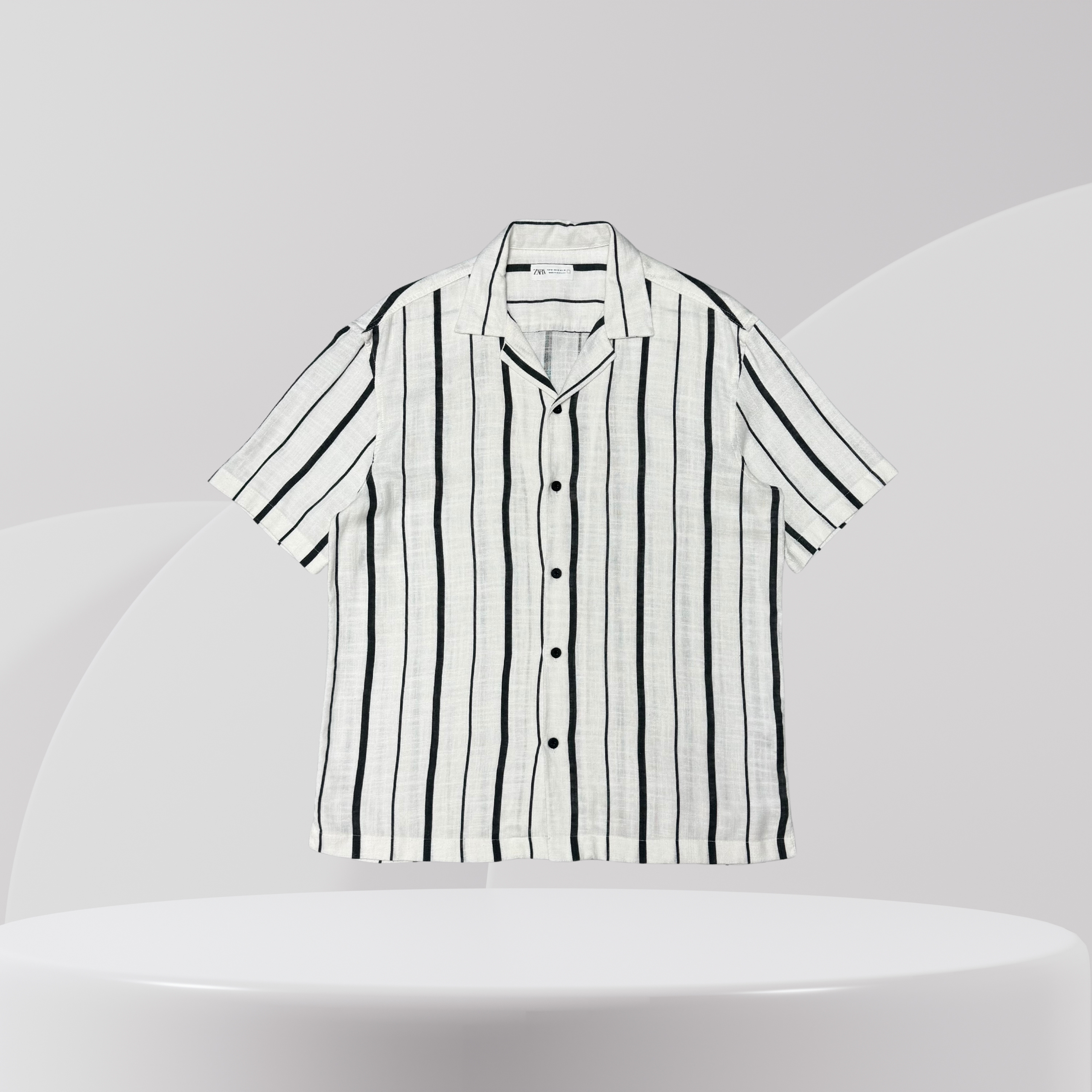 Black & White Vertical Stripe Short-Sleeve Shirt