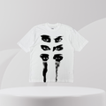 Abstract Eyes Graphic T-Shirt – White