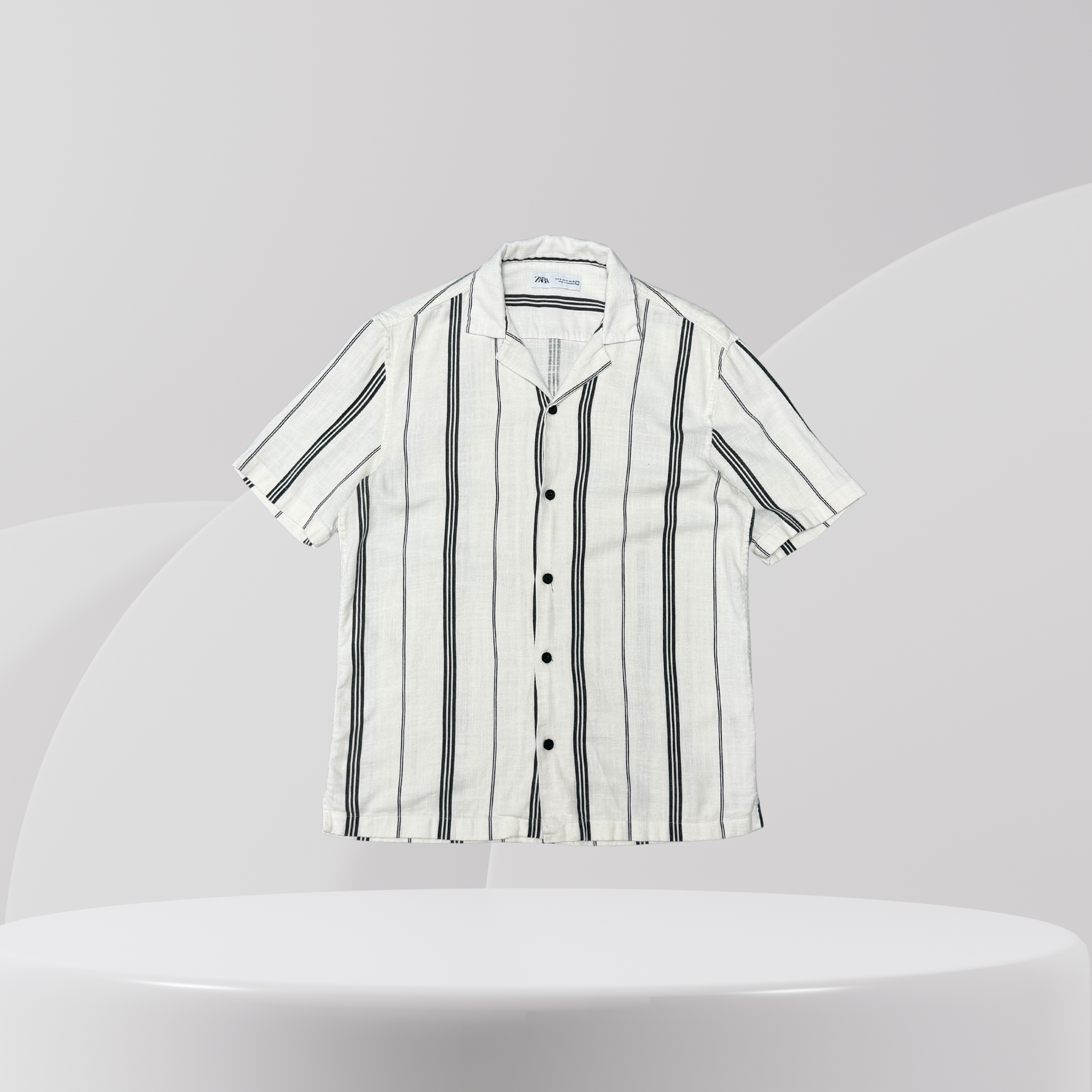 White & Black Fine Stripe Short-Sleeve Shirt