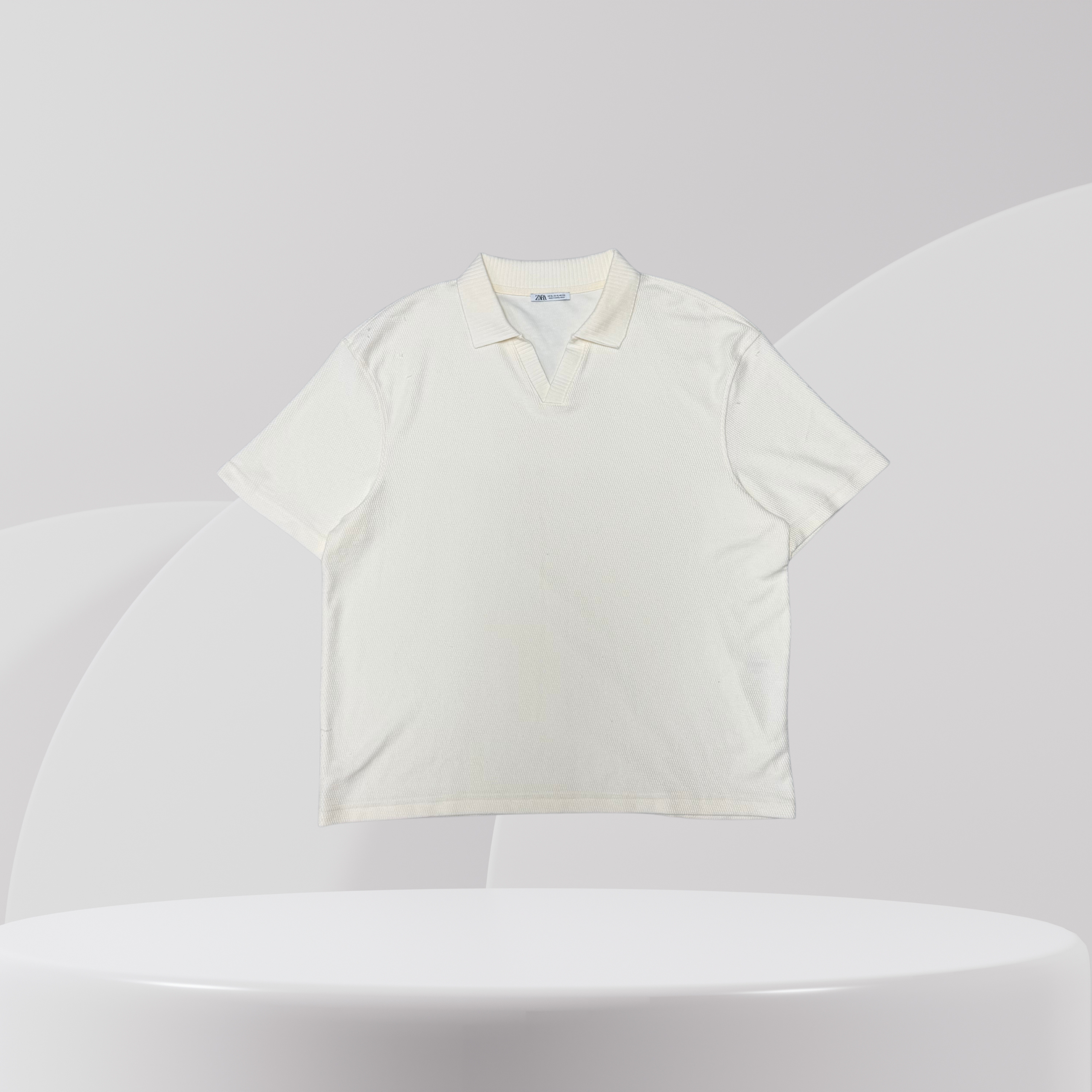 Off-White Textured Polo Shirt