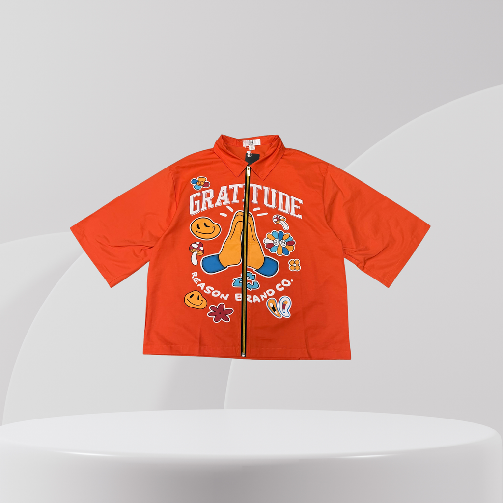 Gratitude Graphic Zip Shirt