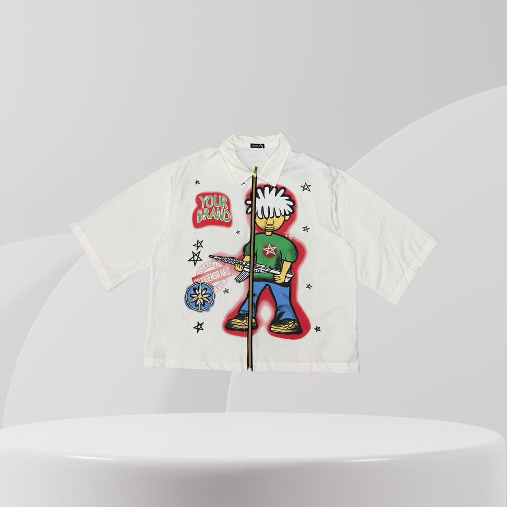 Graffiti Character Zip-Up Shirt