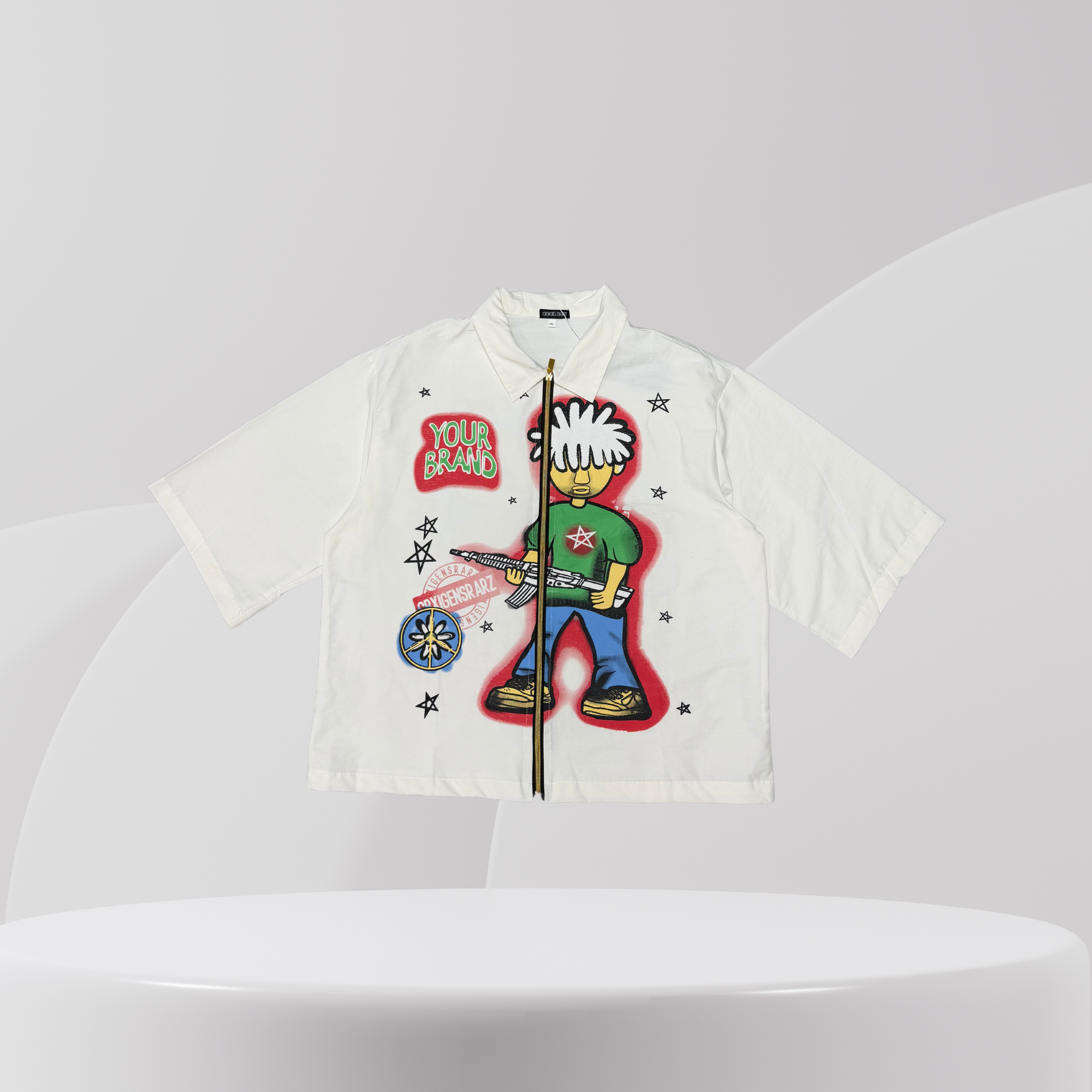 Graffiti Character Zip-Up Shirt