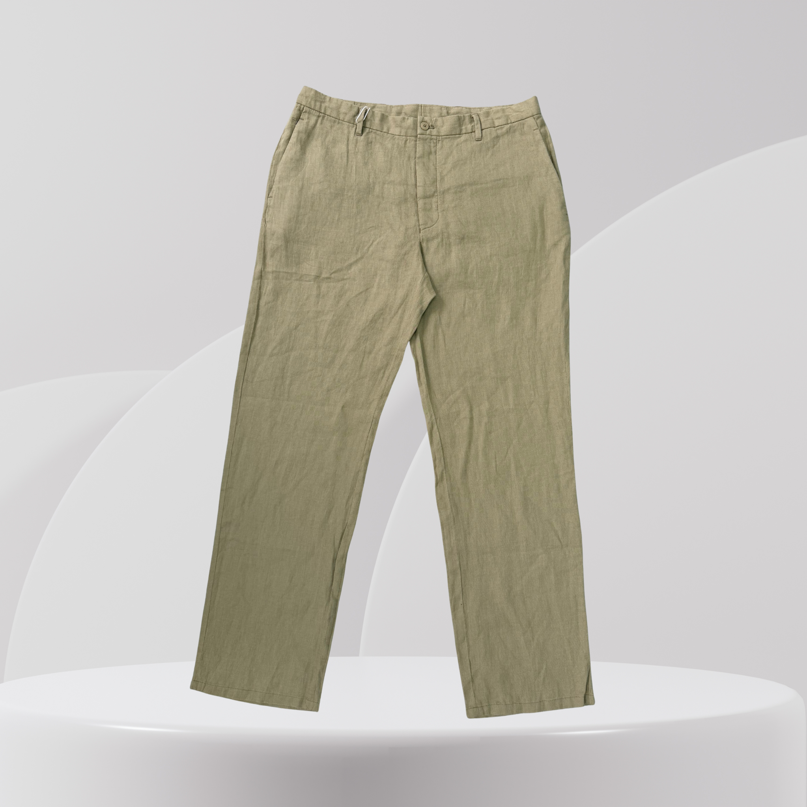 Linen Straight-Leg Trousers – Beige