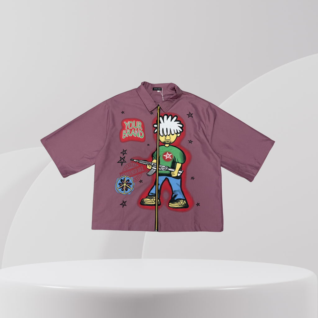 Graffiti Character Zip-Up Shirt