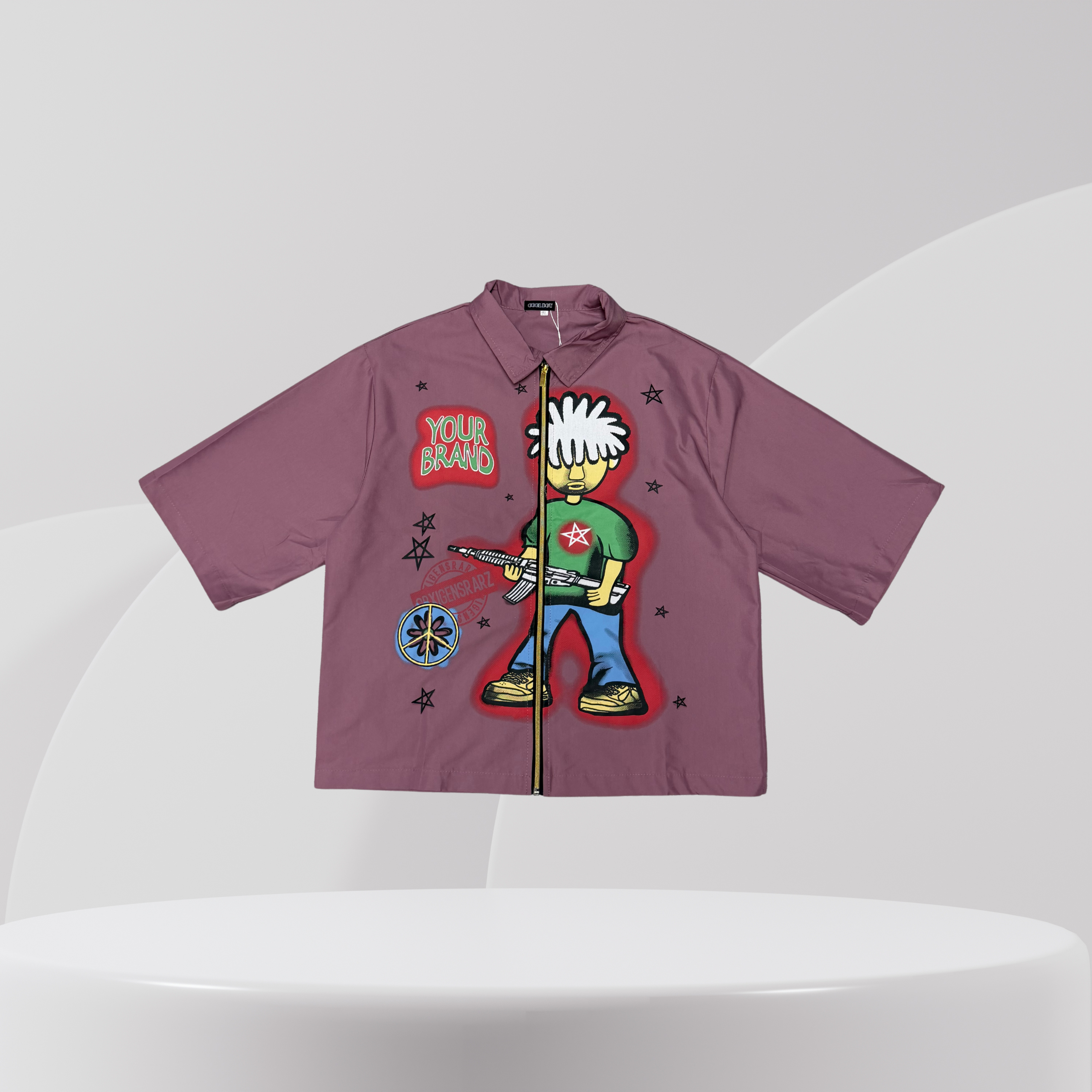 Graffiti Character Zip-Up Shirt