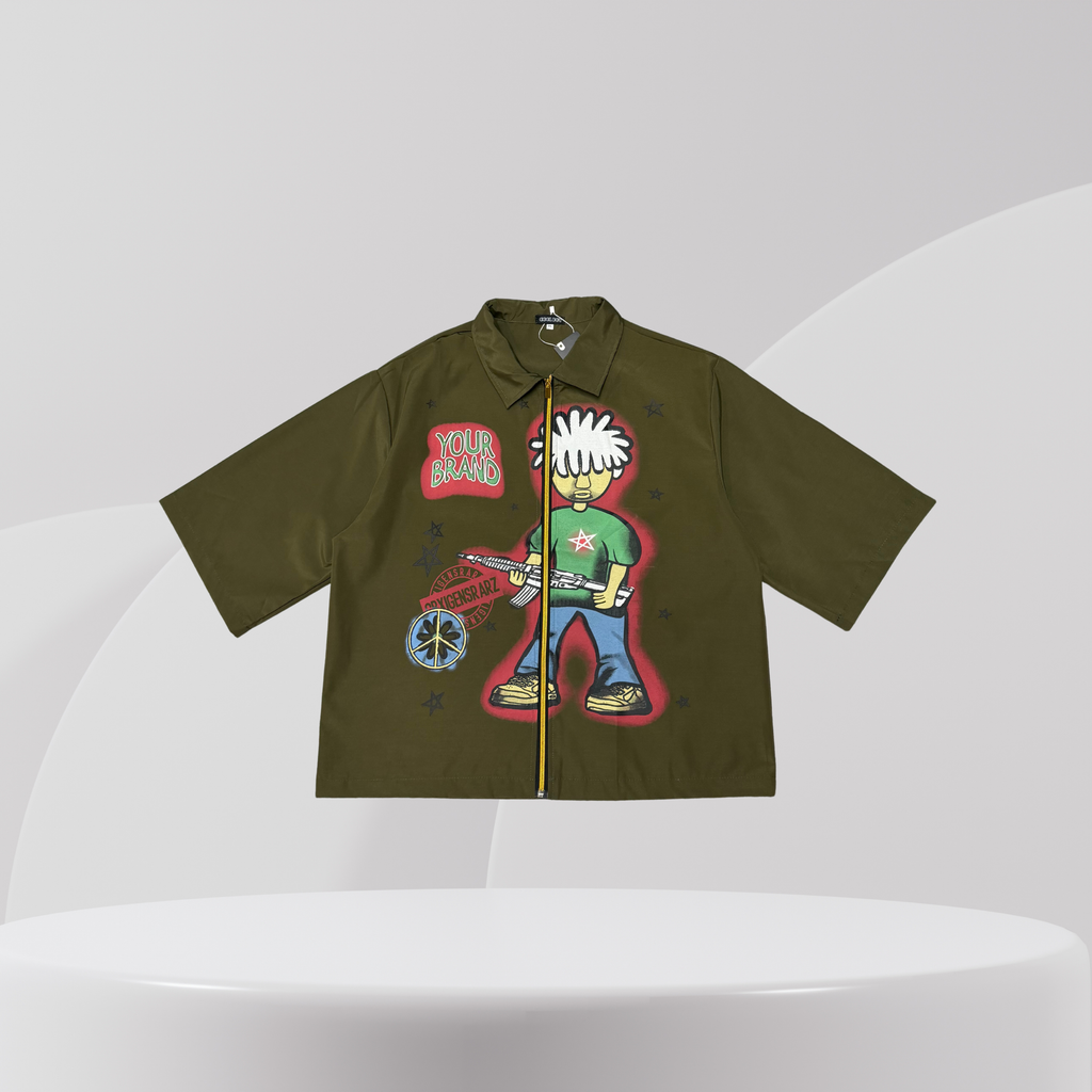 Graffiti Character Zip-Up Shirt