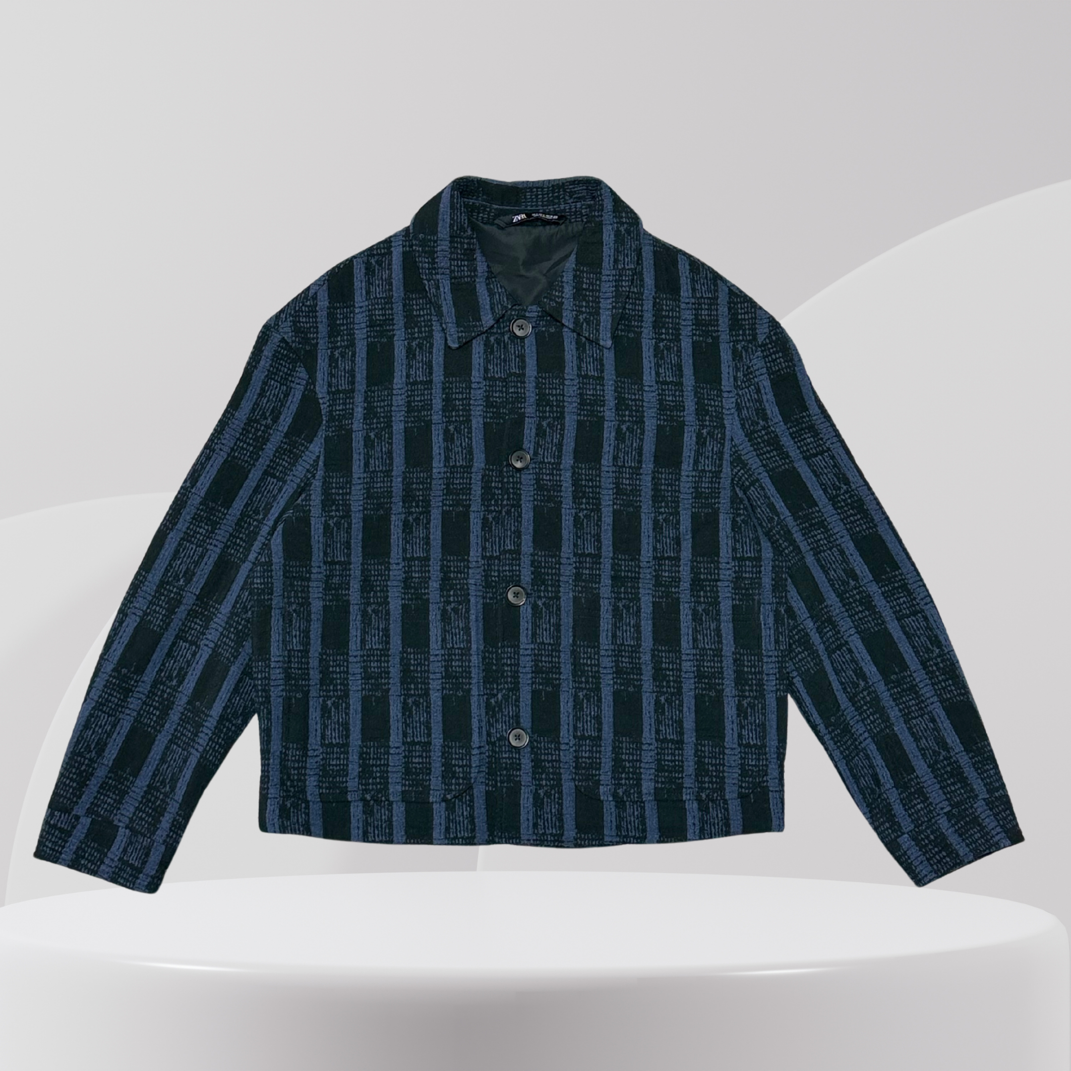 Blue Check Button-Up Jacket