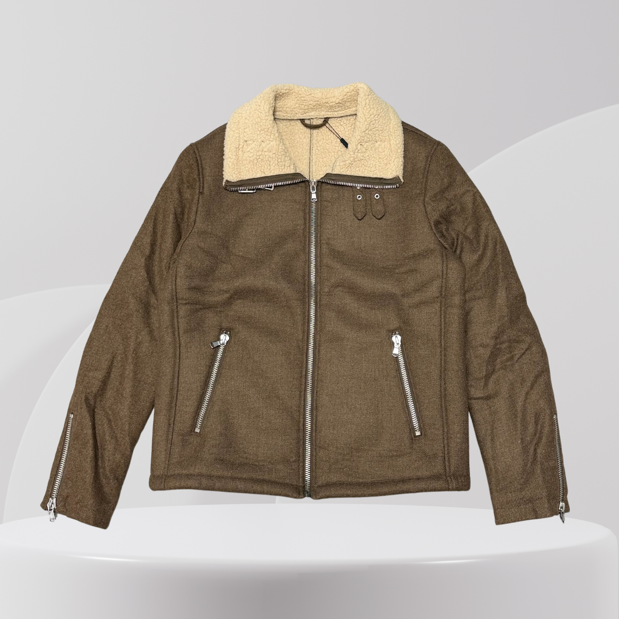 Brown Shearling Collar Jacket