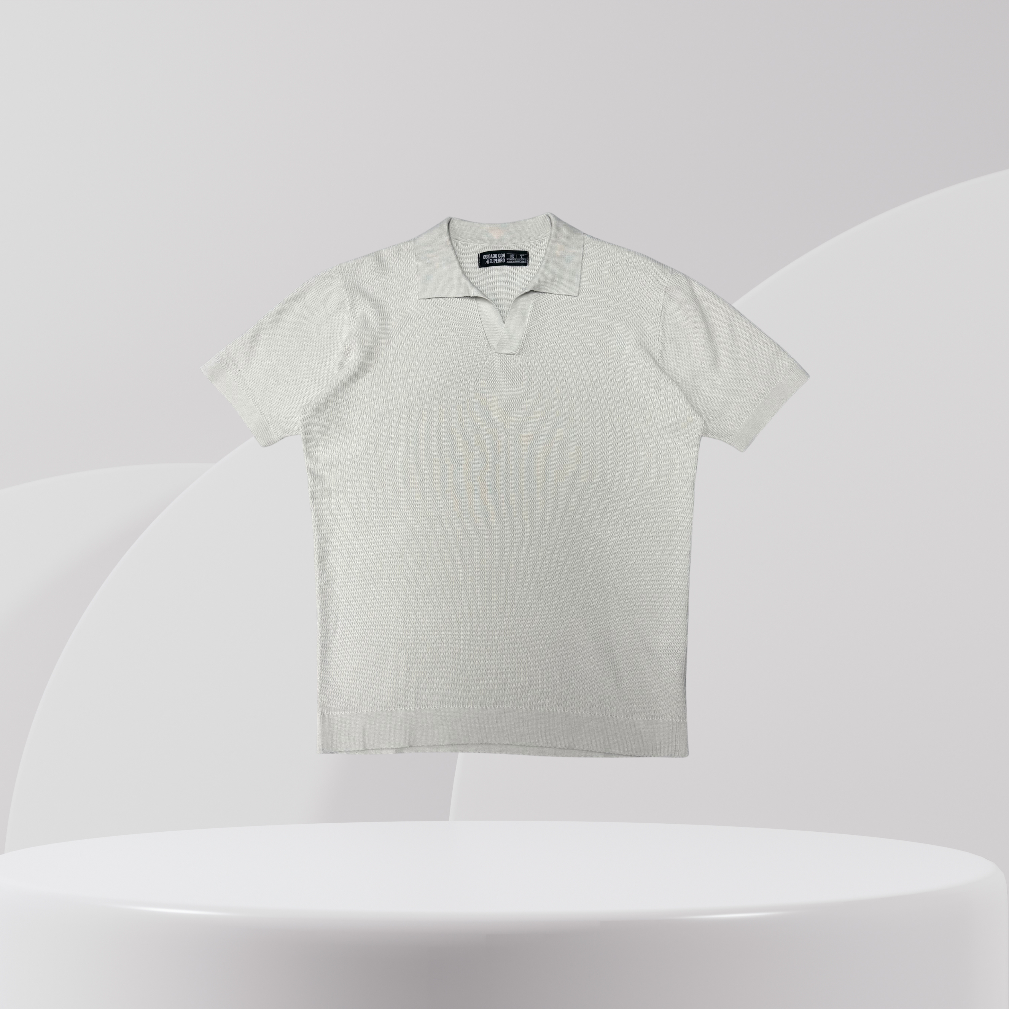 Light Grey Knit Polo Shirt