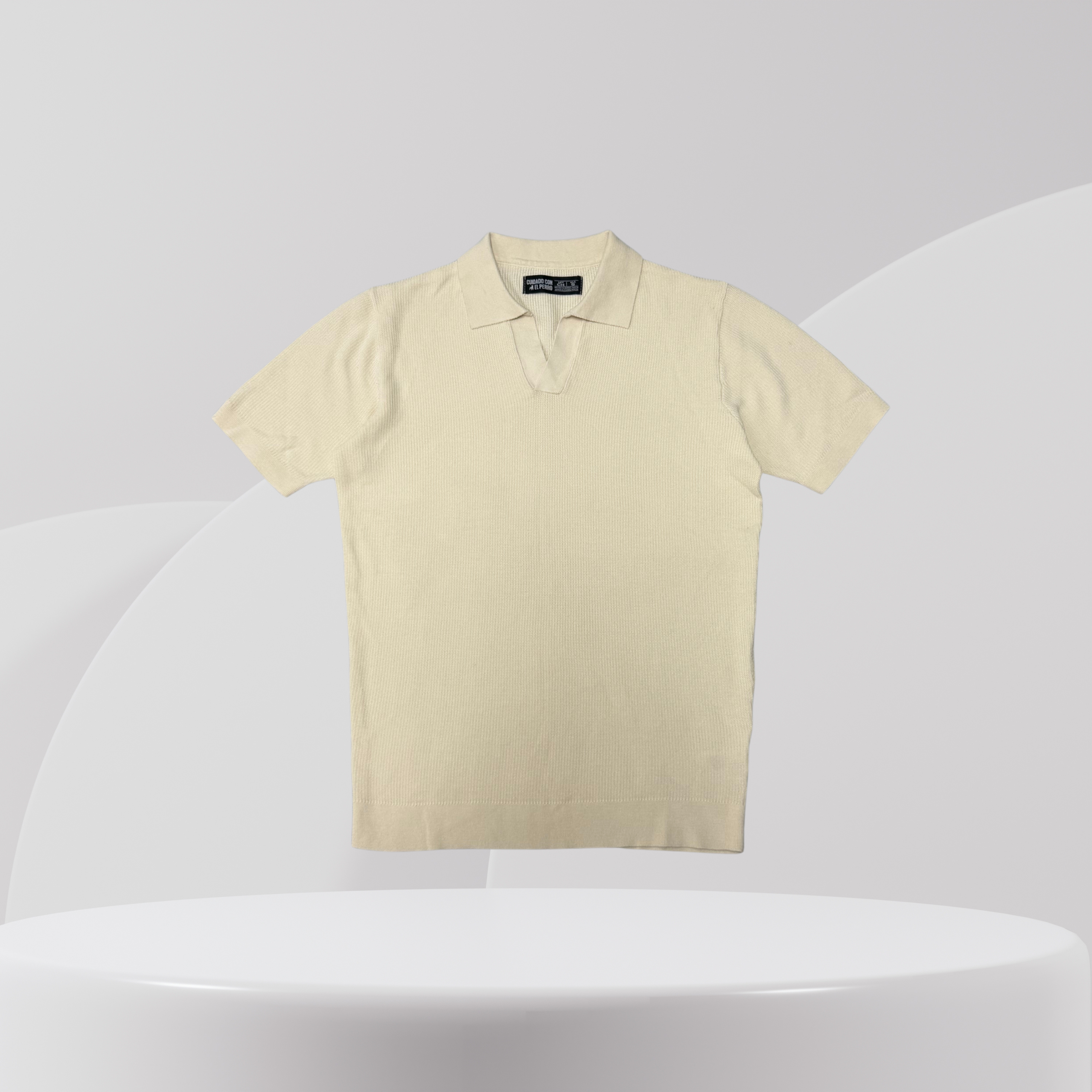 Cream Knit Polo Shirt