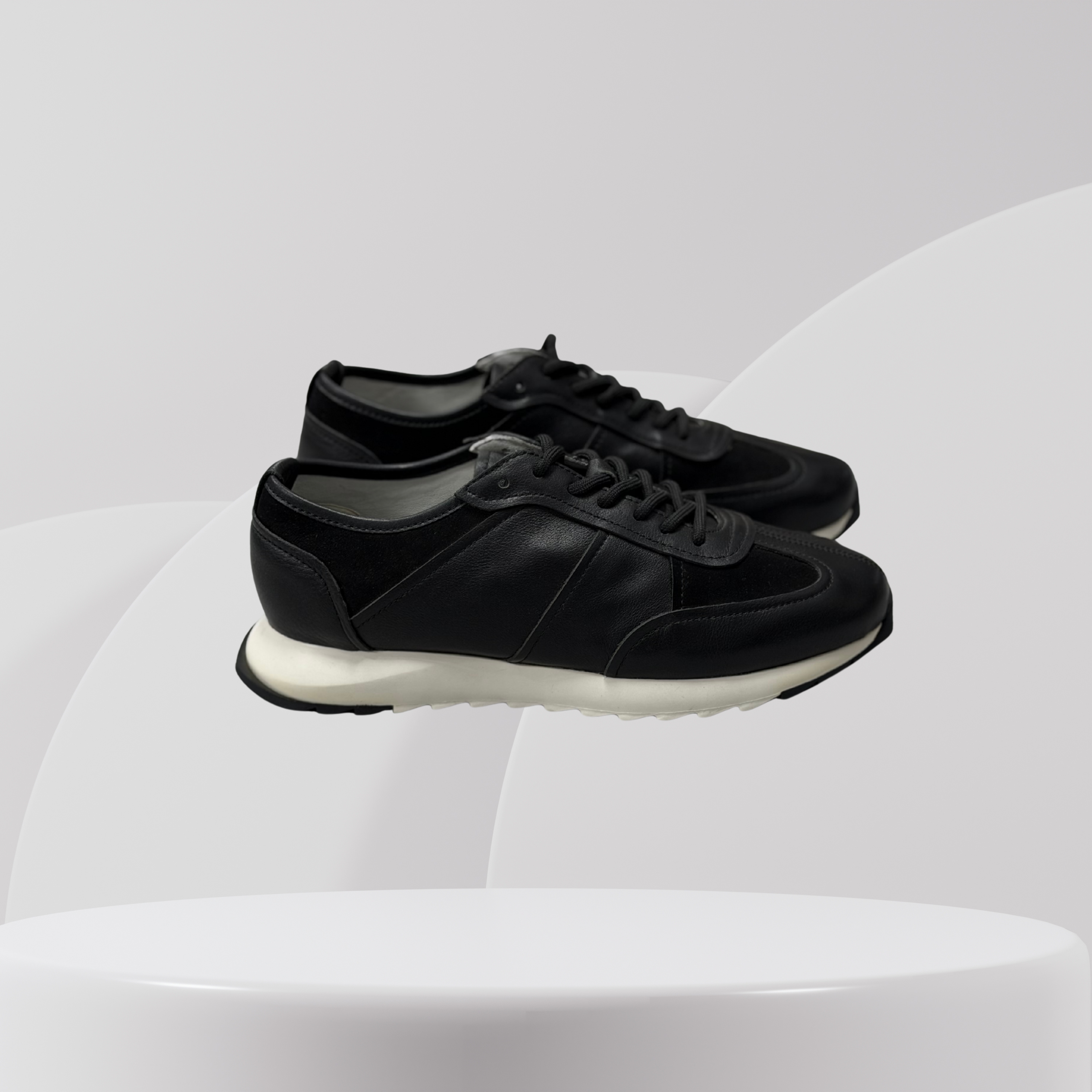 Garage Premium Black Leather Runner Sneakers