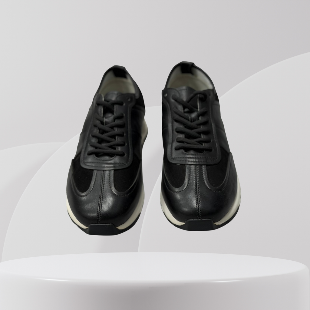 Garage Premium Black Leather Runner Sneakers