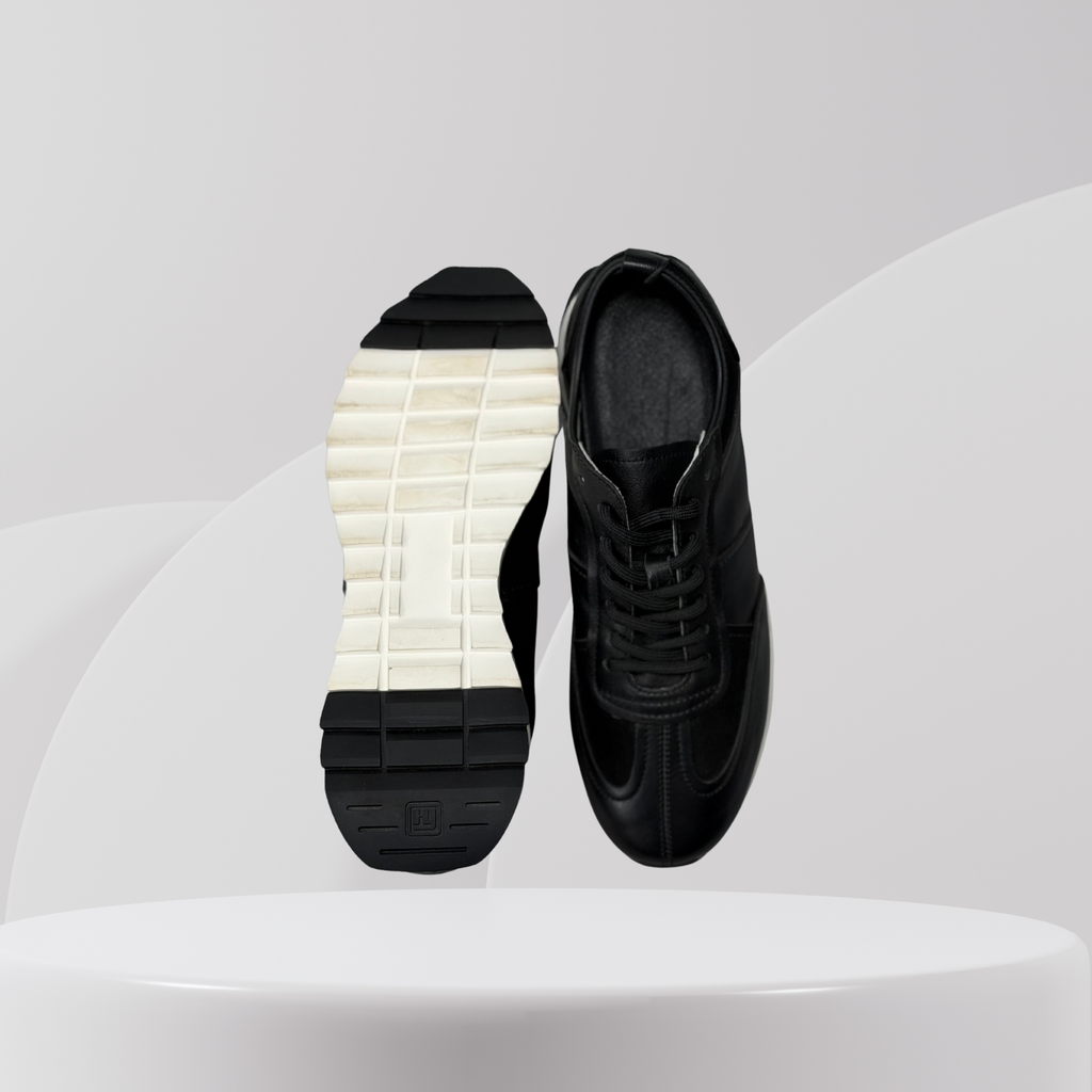 Garage Premium Black Leather Runner Sneakers