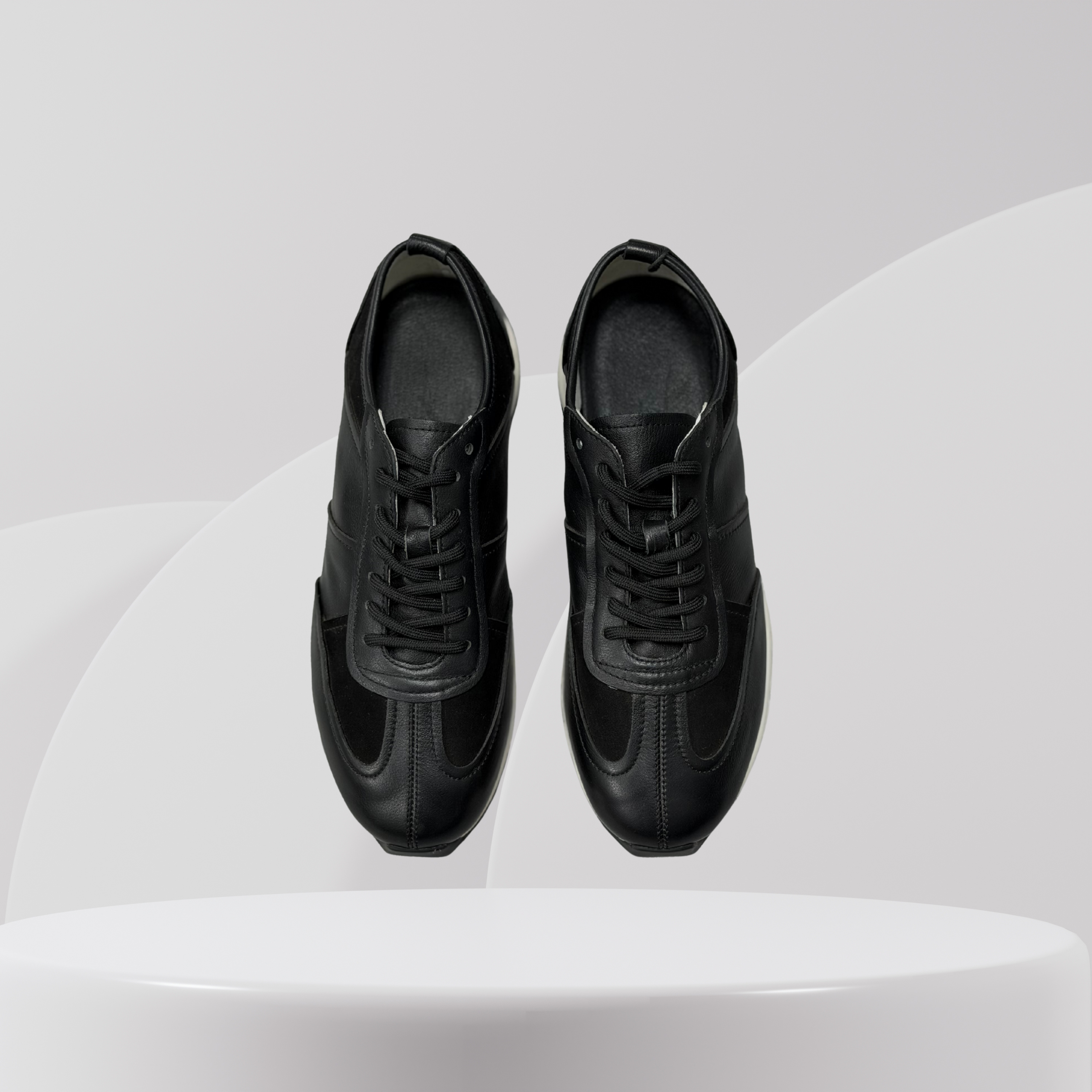 Garage Premium Black Leather Runner Sneakers