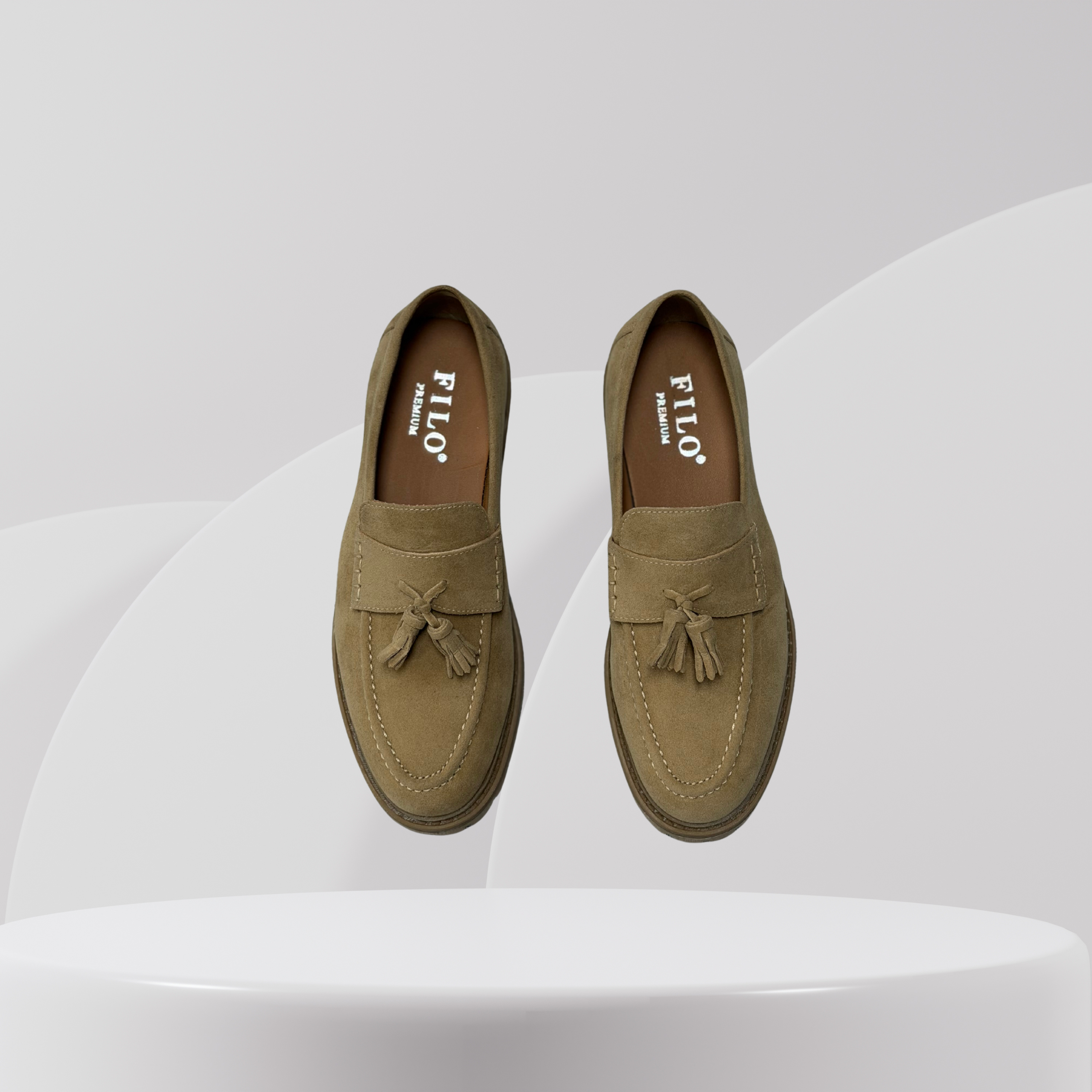 Garage Premium Suede Tassel Loafers – Beige