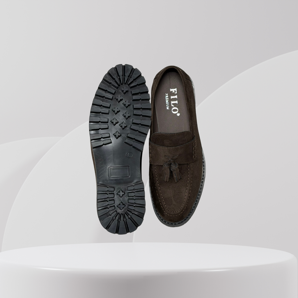 Garage Premium Suede Tassel Loafers – Dark Brown