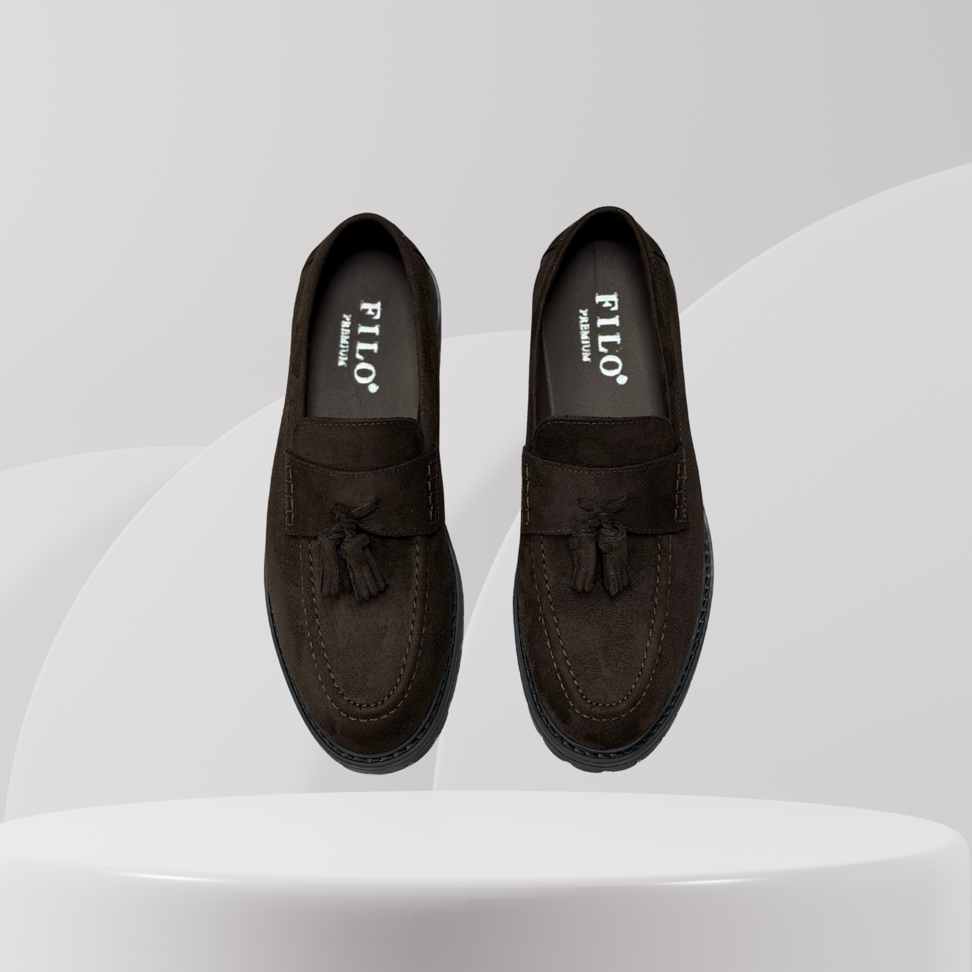 Garage Premium Suede Tassel Loafers – Dark Brown