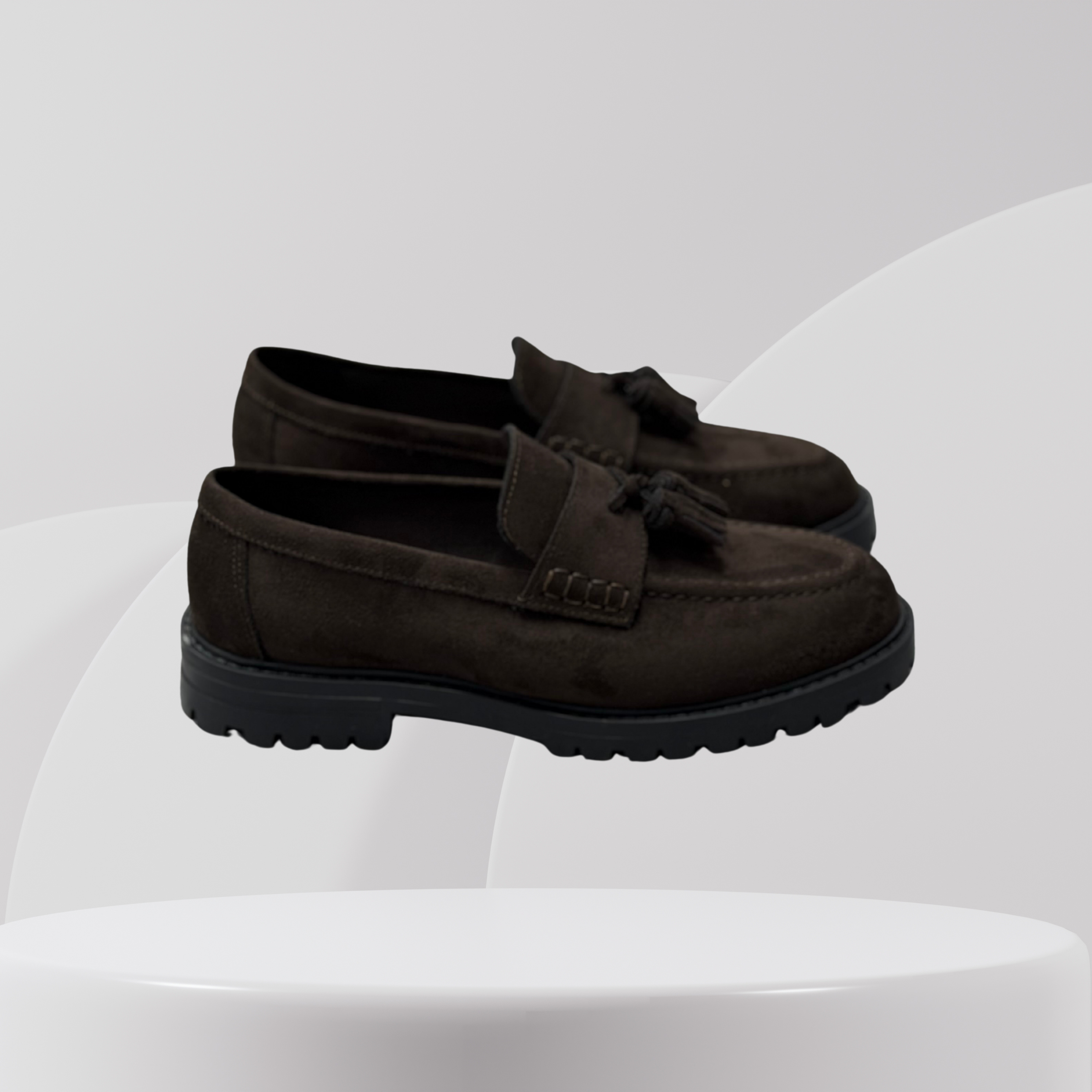 Garage Premium Suede Tassel Loafers – Dark Brown
