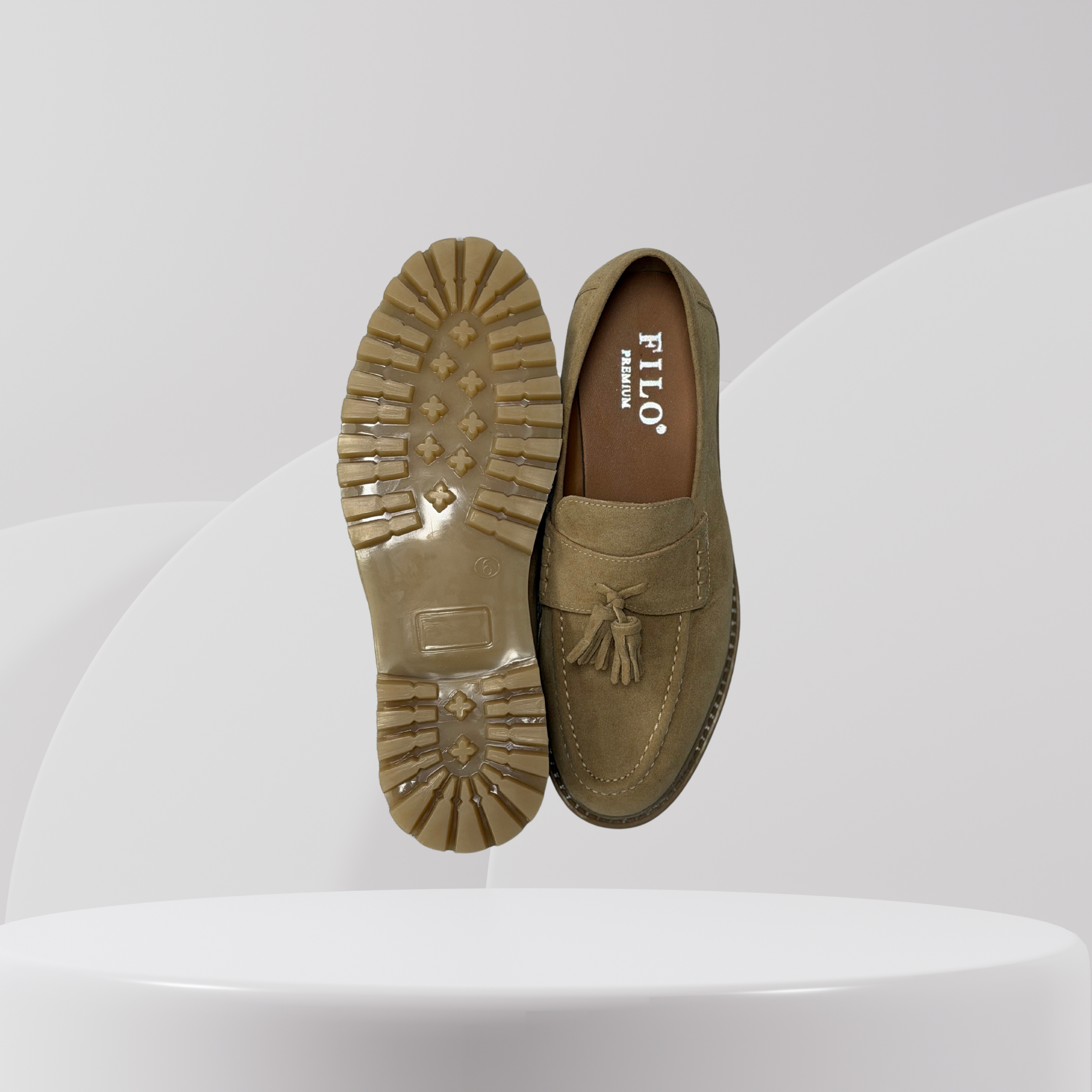 Garage Premium Suede Tassel Loafers – Beige