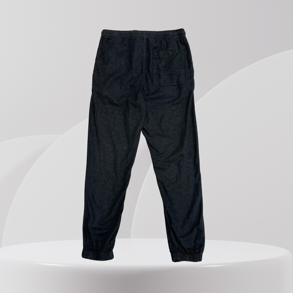 Black Relaxed-Fit Drawstring Tapered Trousers