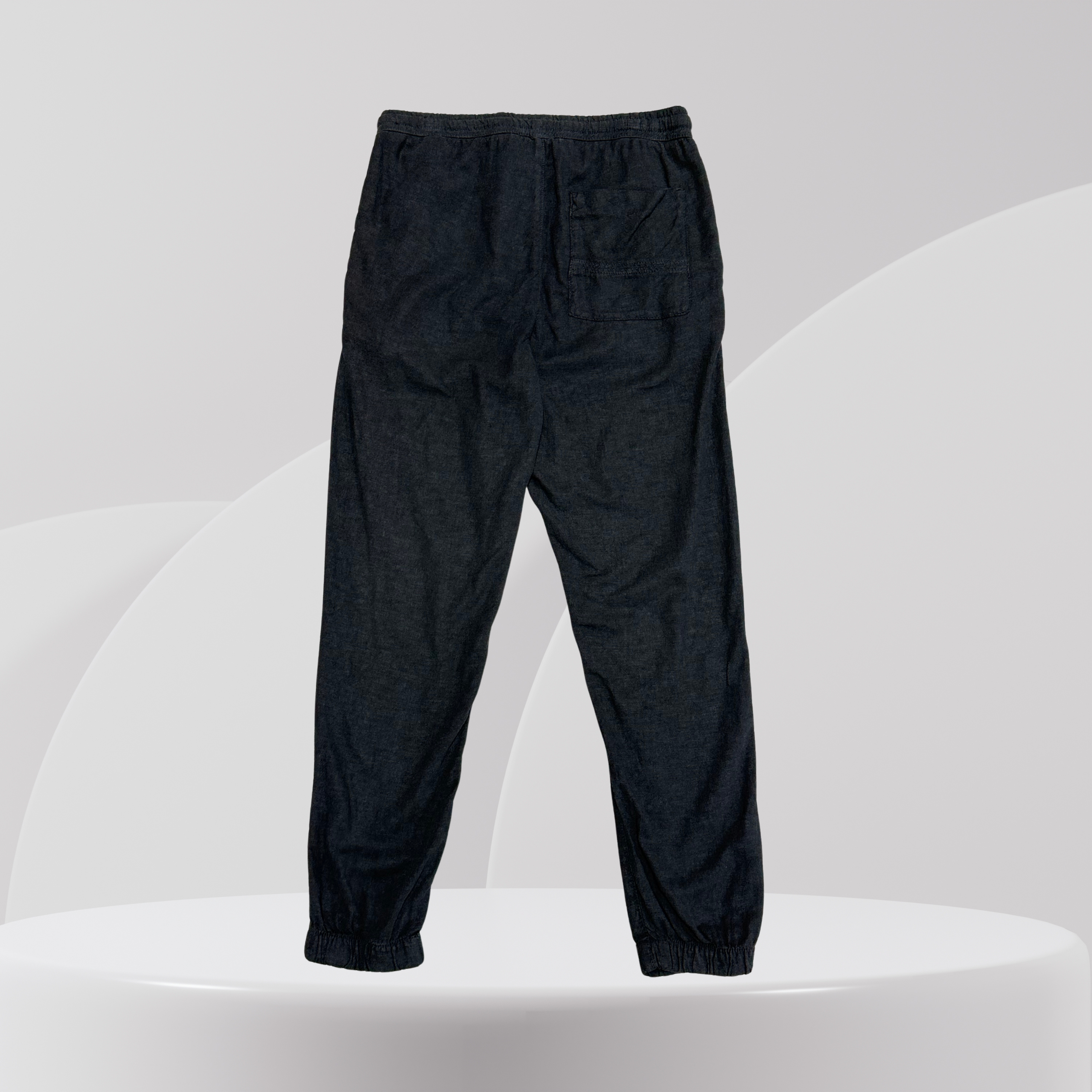 Black Relaxed-Fit Drawstring Tapered Trousers
