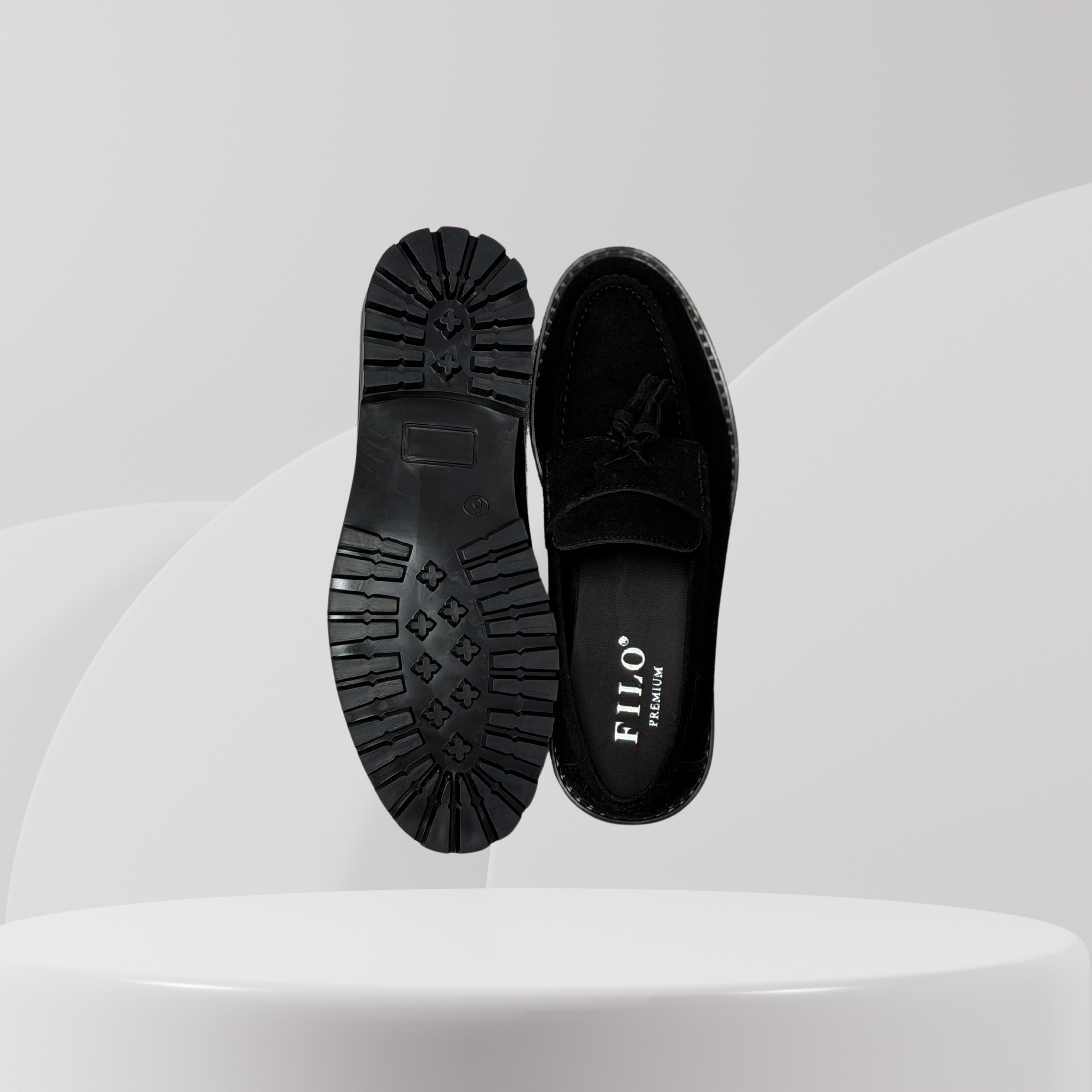 Garage Premium Black Suede Tassel Loafers