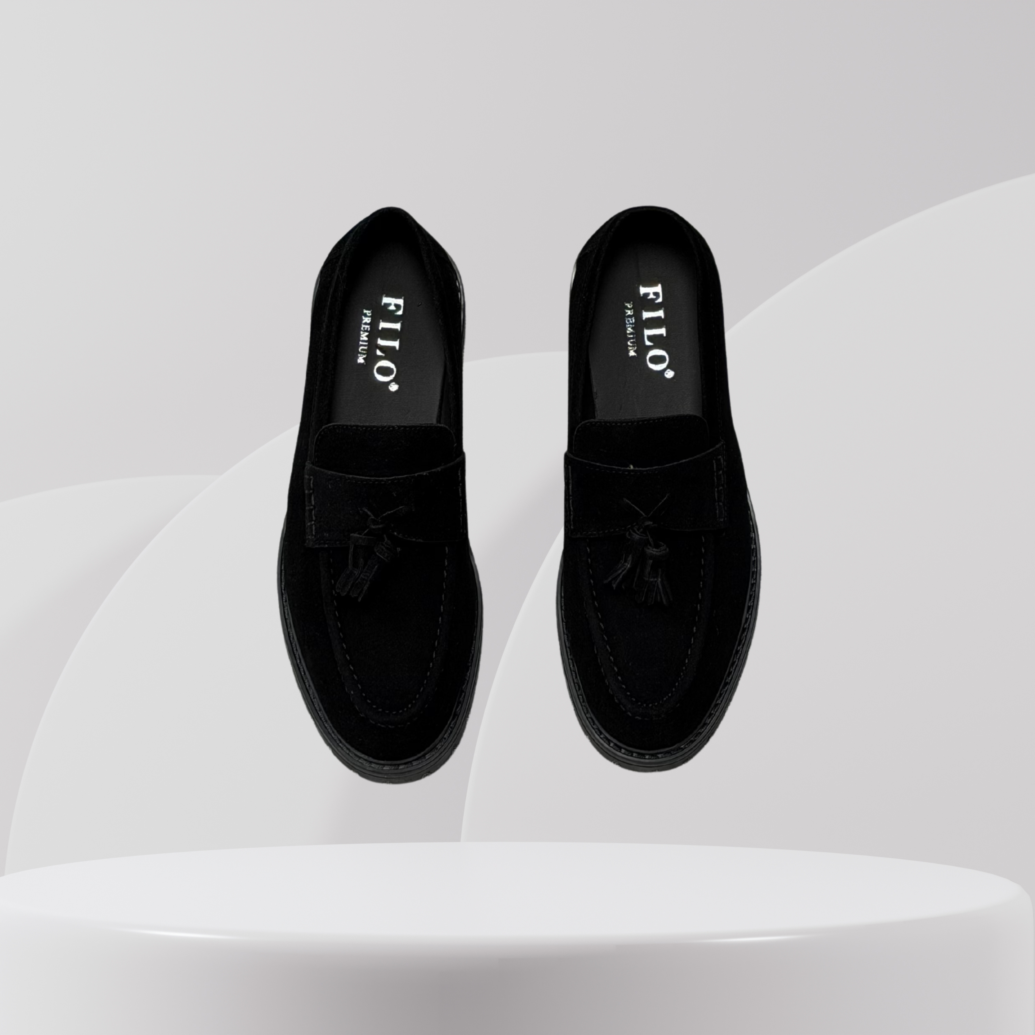 Garage Premium Black Suede Tassel Loafers