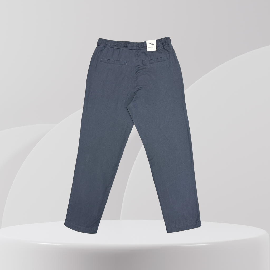 Slate Blue Relaxed-Fit Drawstring Trousers